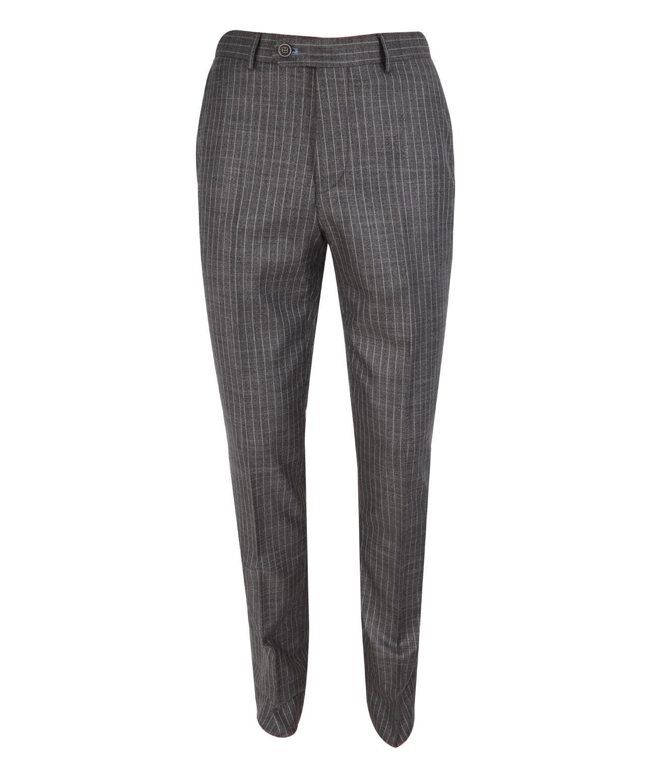 Men’s Pinstripe Trousers - YORK Grey