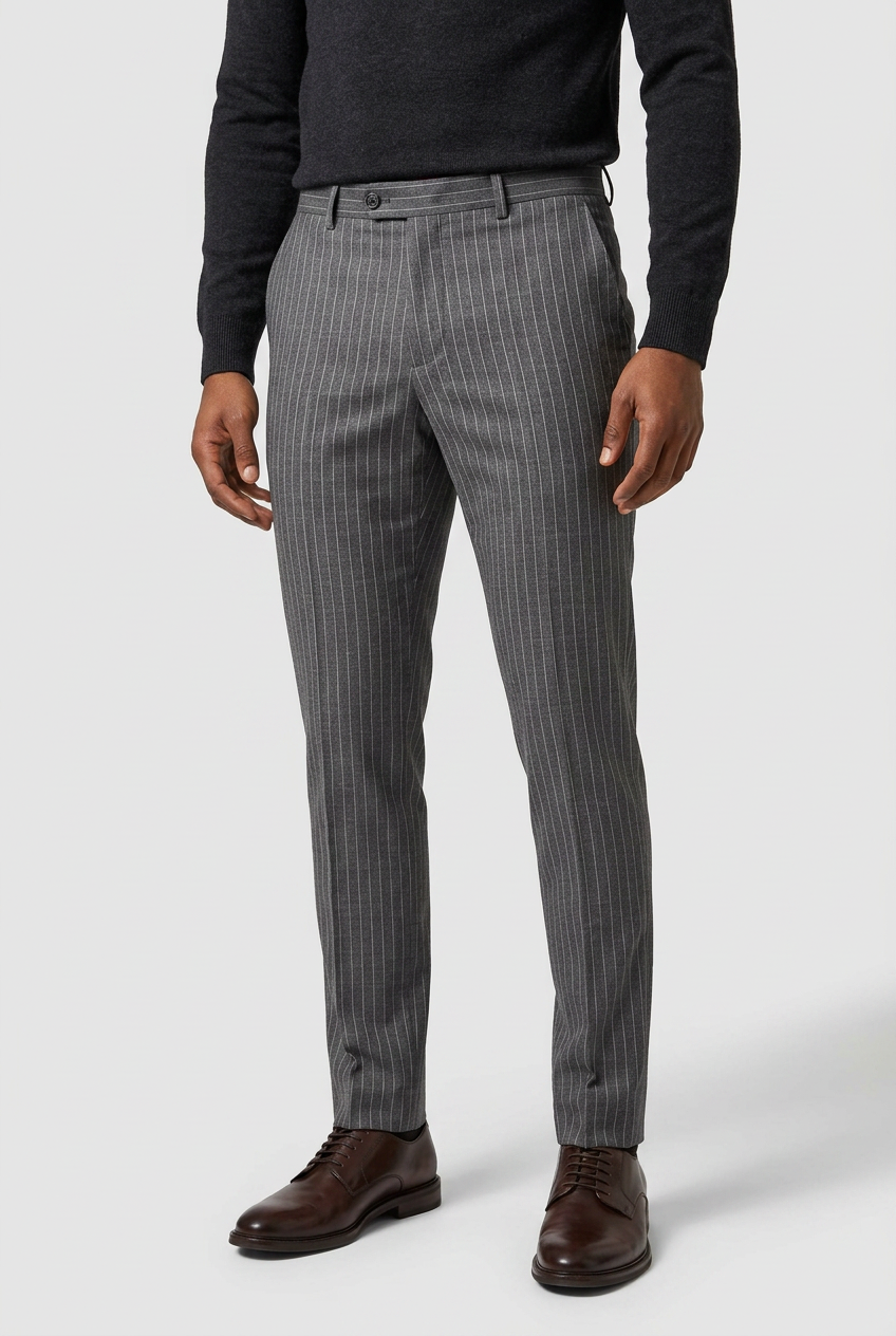 Men’s Pinstripe Trousers - YORK Grey