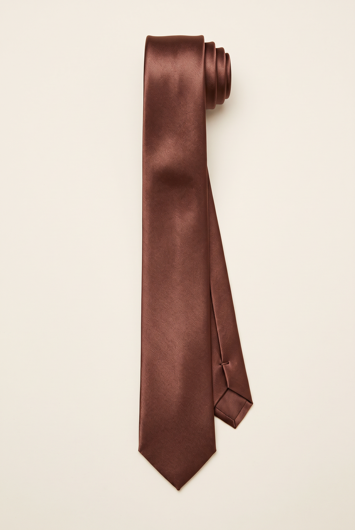 Men’s Plain Satin Tie – Classic Formal Necktie - Brown