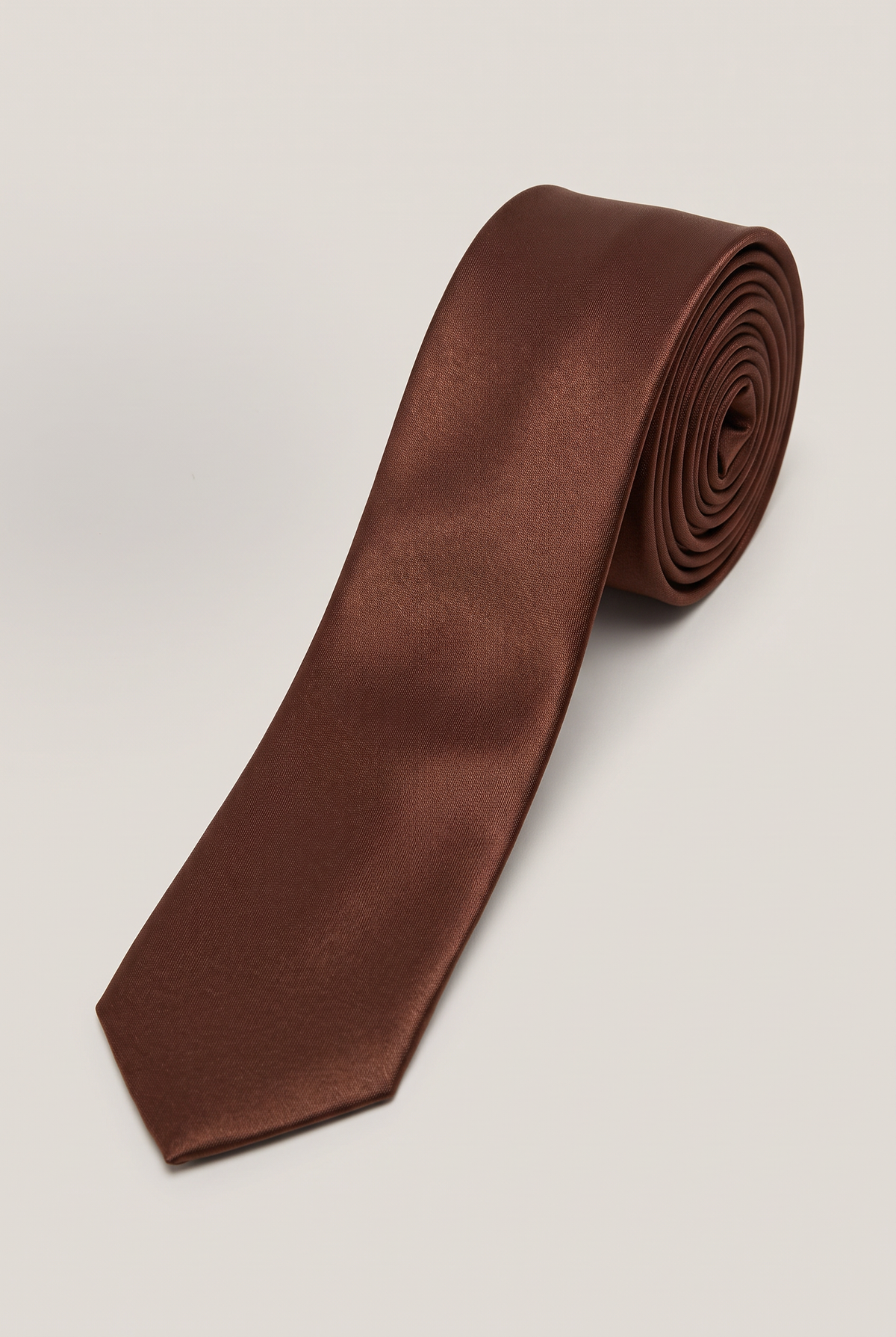 Men’s Plain Satin Tie – Classic Formal Necktie - Brown