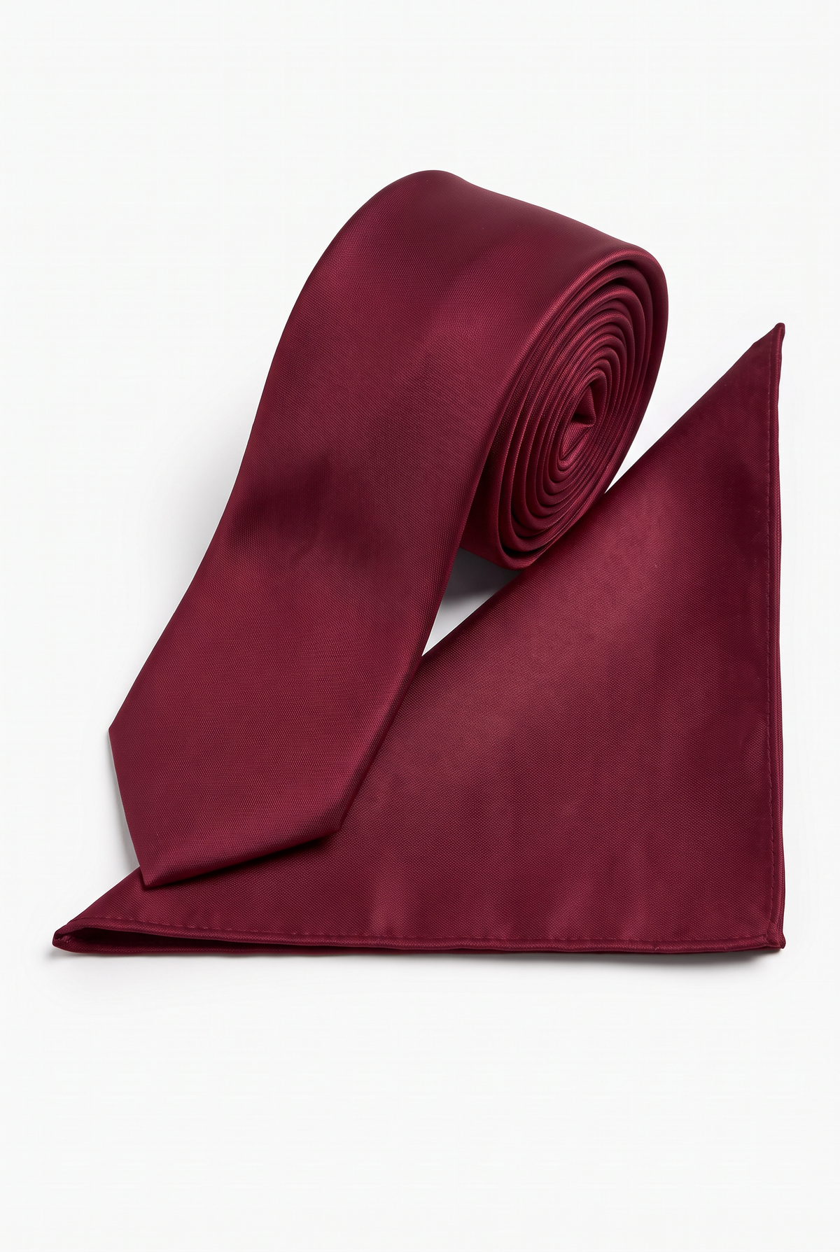 Men’s Slim Tie & Pocket Square Set - Burgundy