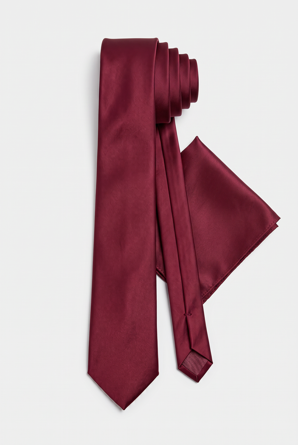 Men’s Slim Tie & Pocket Square Set - Burgundy