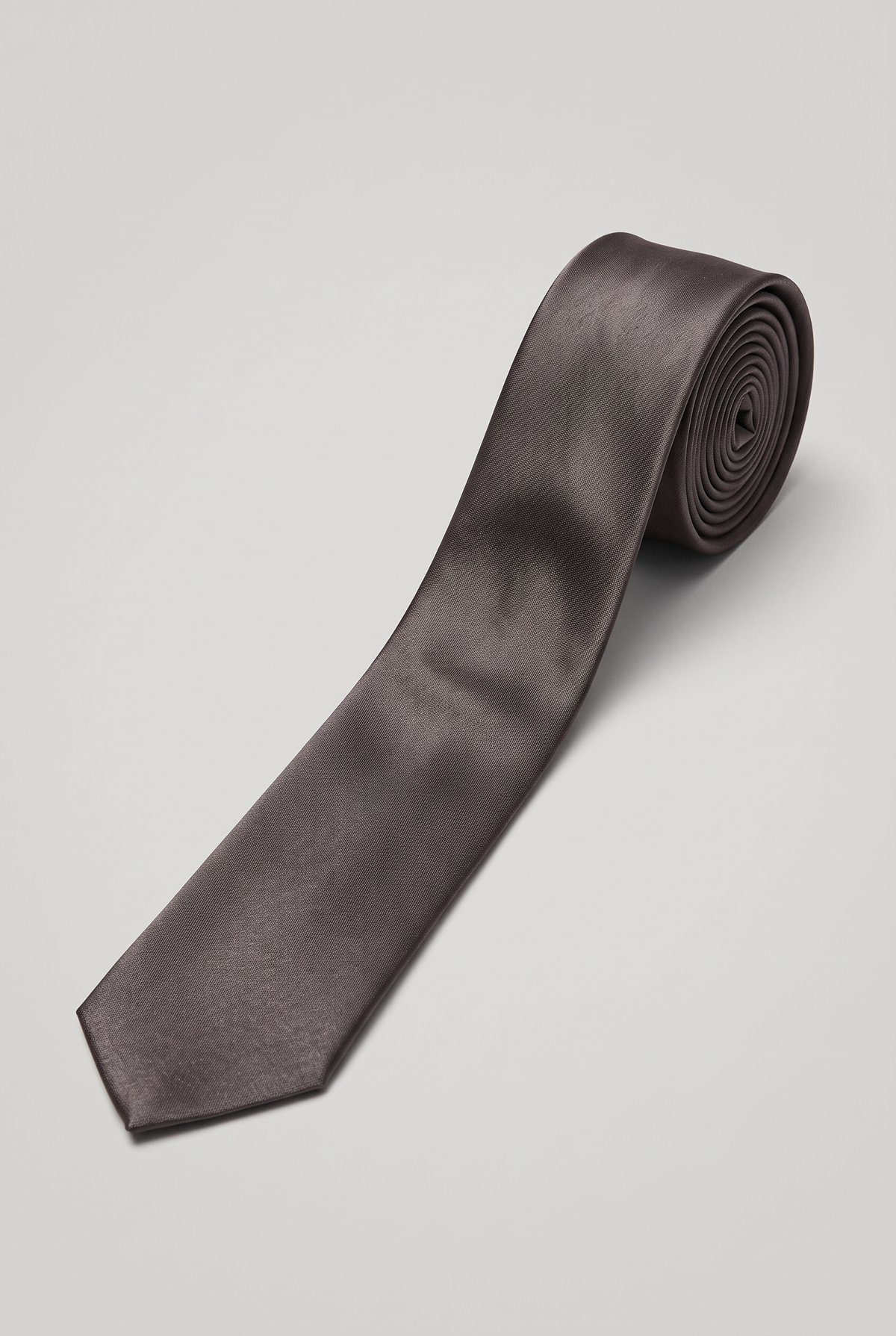 Men’s Plain Satin Tie – Classic Formal Necktie - Dark Silver