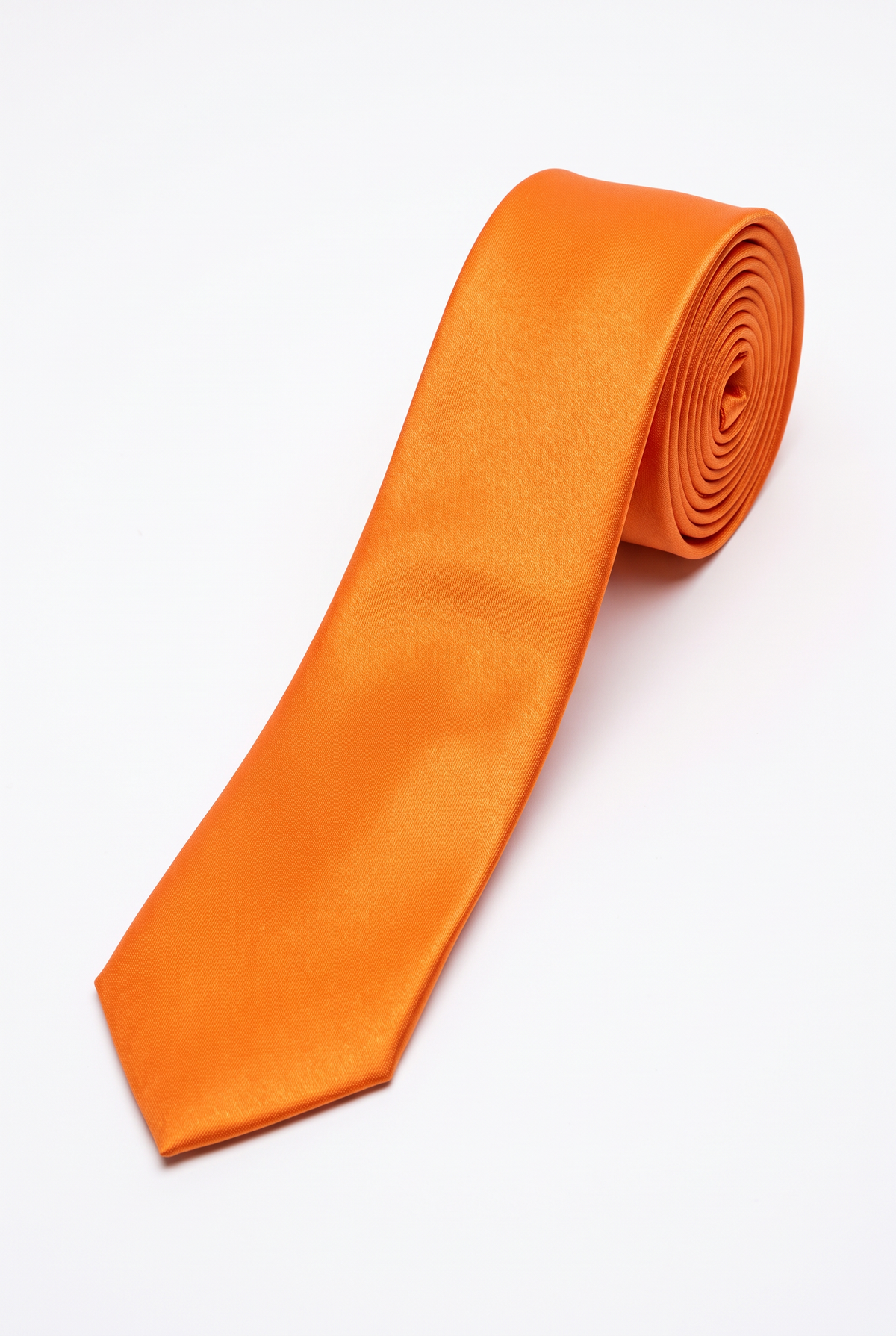 Men’s Plain Satin Tie – Classic Formal Necktie - Orange