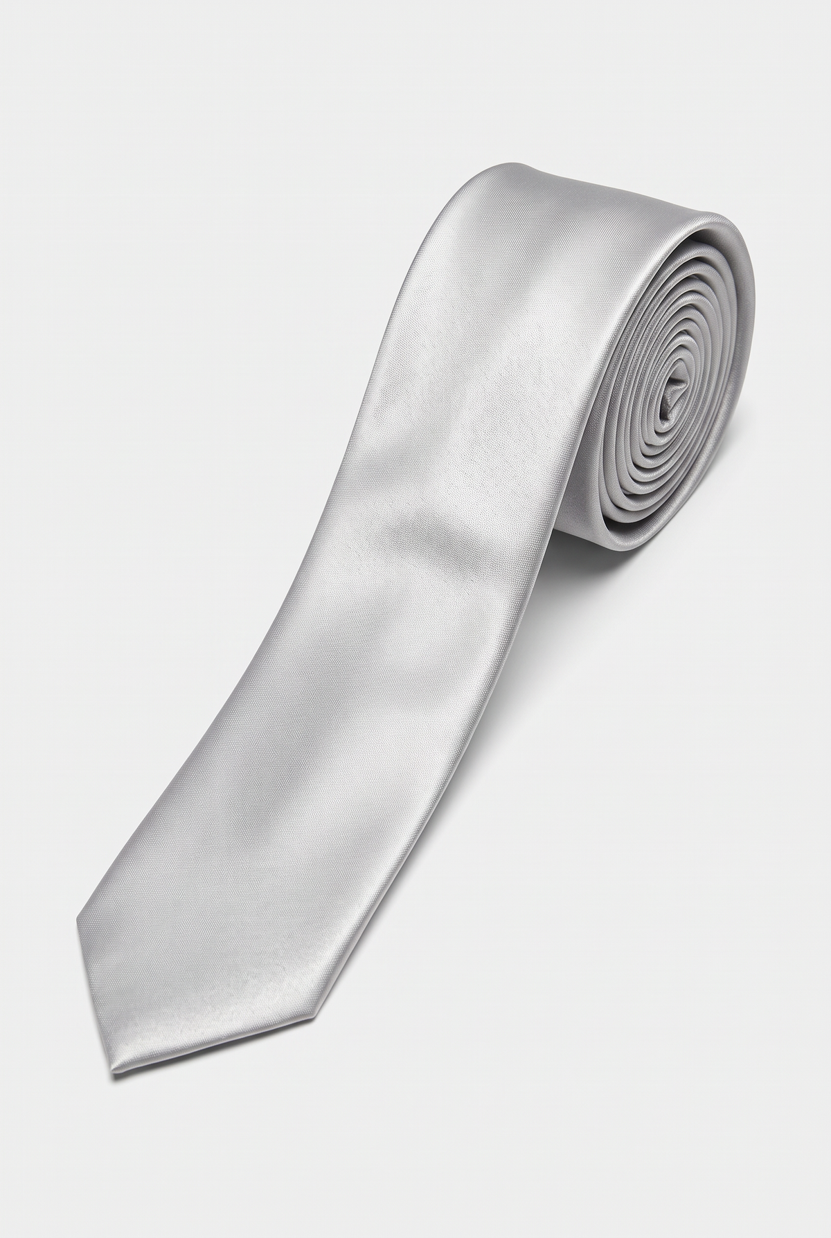 Men’s Plain Satin Tie – Classic Formal Necktie - Silver