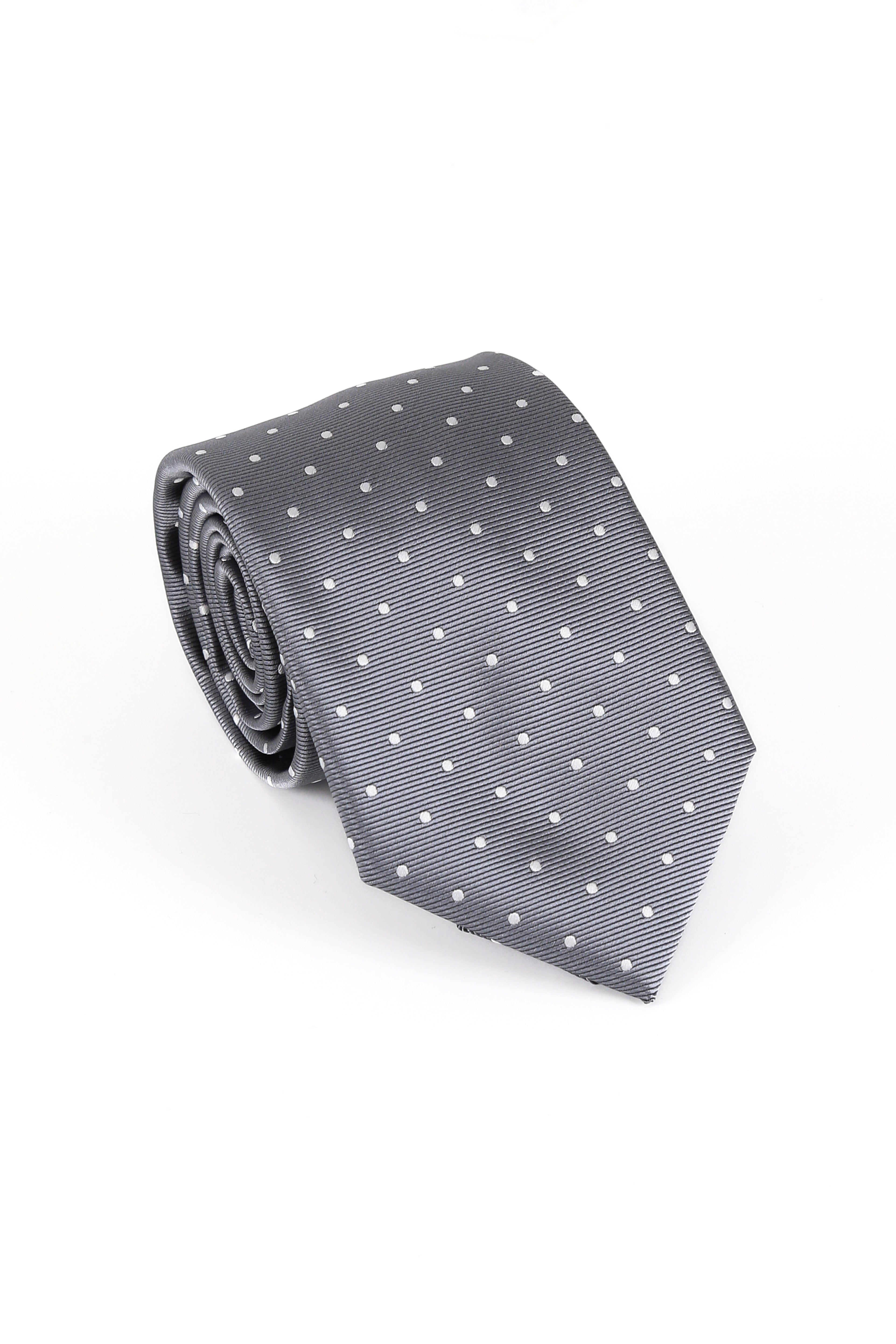 Men's Polka Dotted Tie Hanky & Cufflink Set - Grey Tie Picture