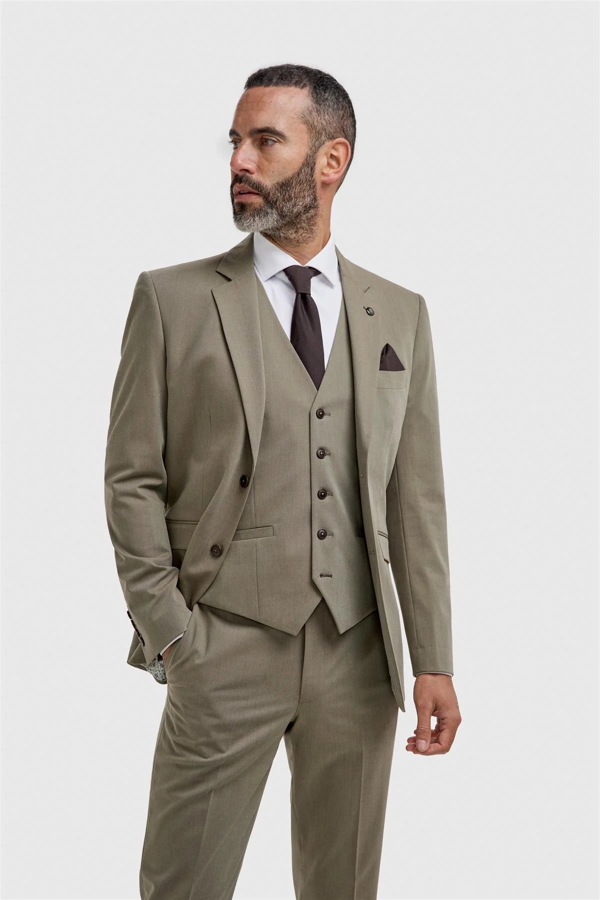 Father & Son Matching Iridescent Twill 3-Piece Suit Set - Donatella - Sage Green