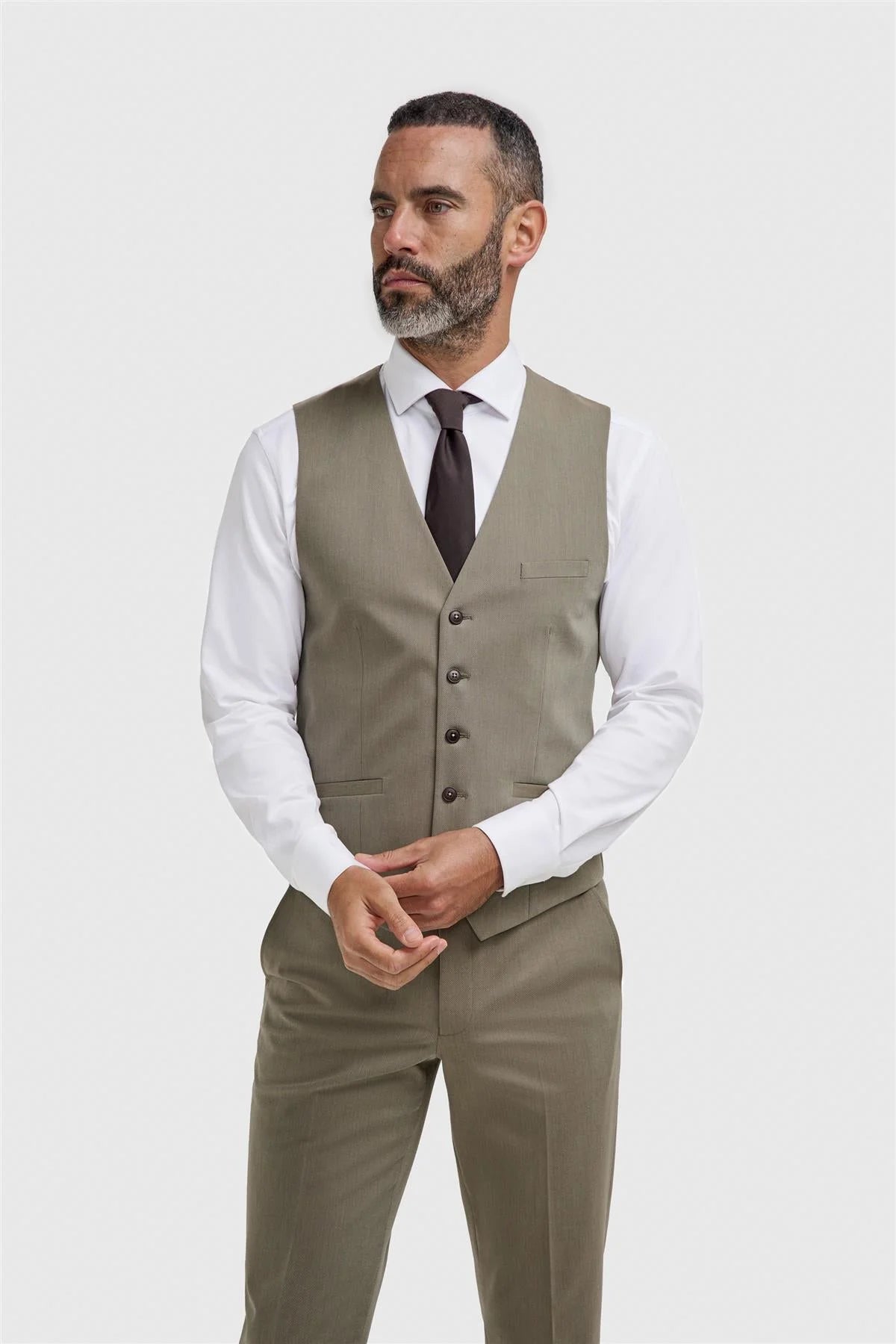 Men’s Premium Twill Waistcoat - Donatella - Sage Green