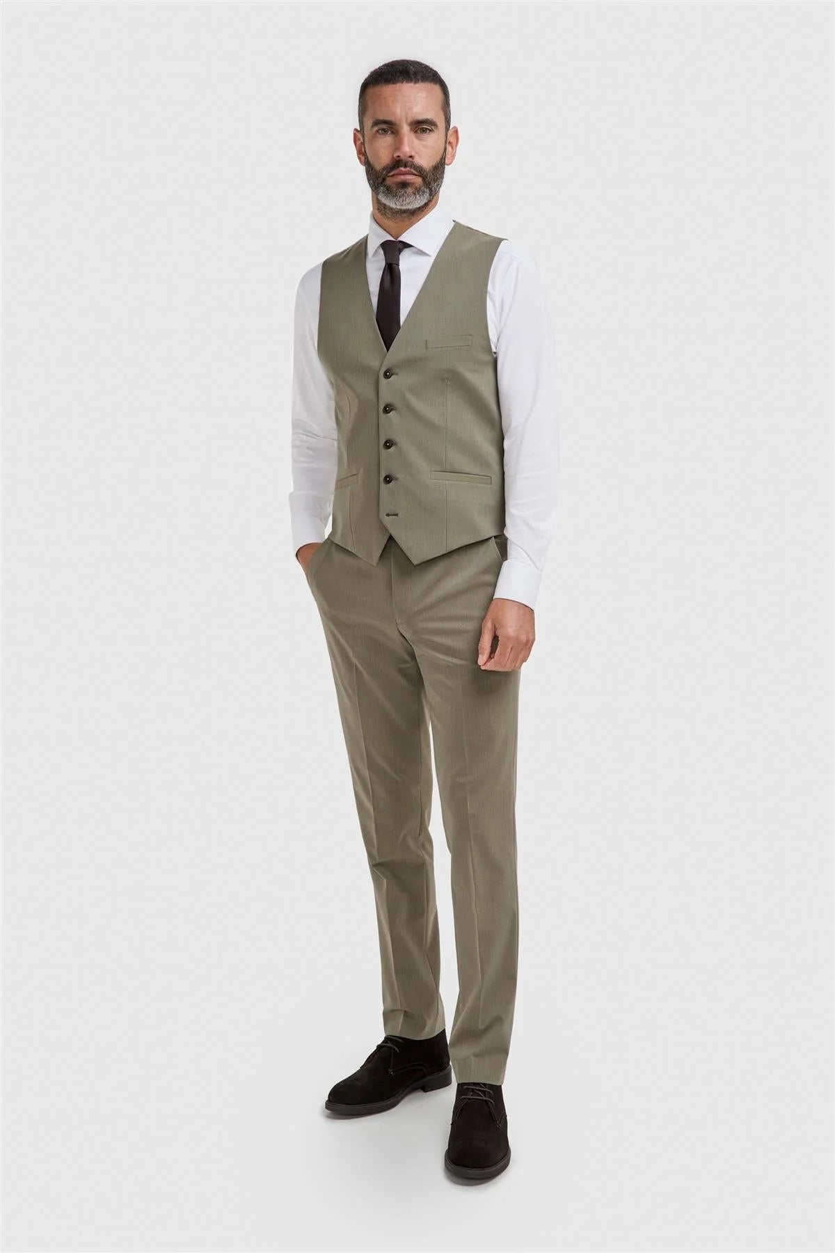 Men’s Premium Twill Waistcoat - Donatella - Sage Green