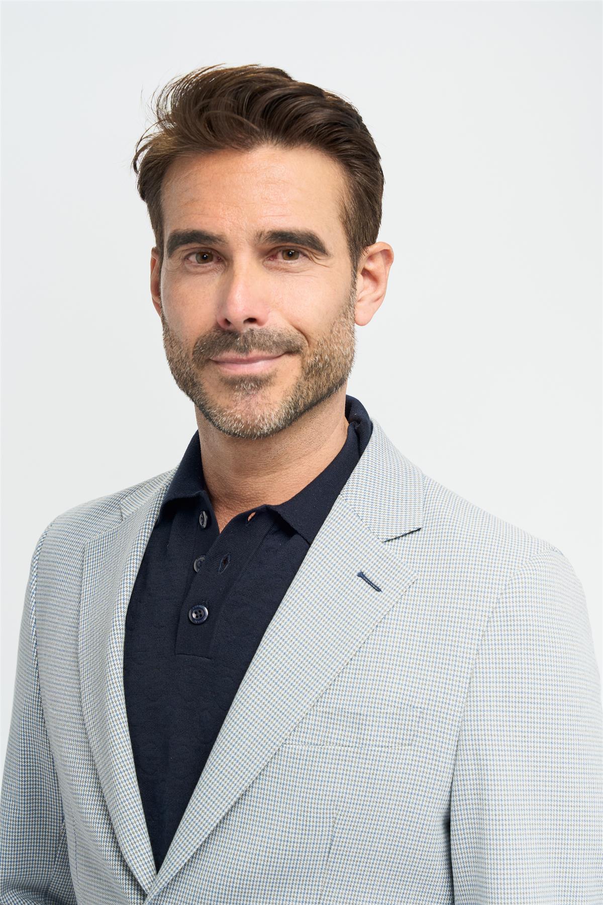 Men’s Puppytooth Check Blazer - Porto - Blue