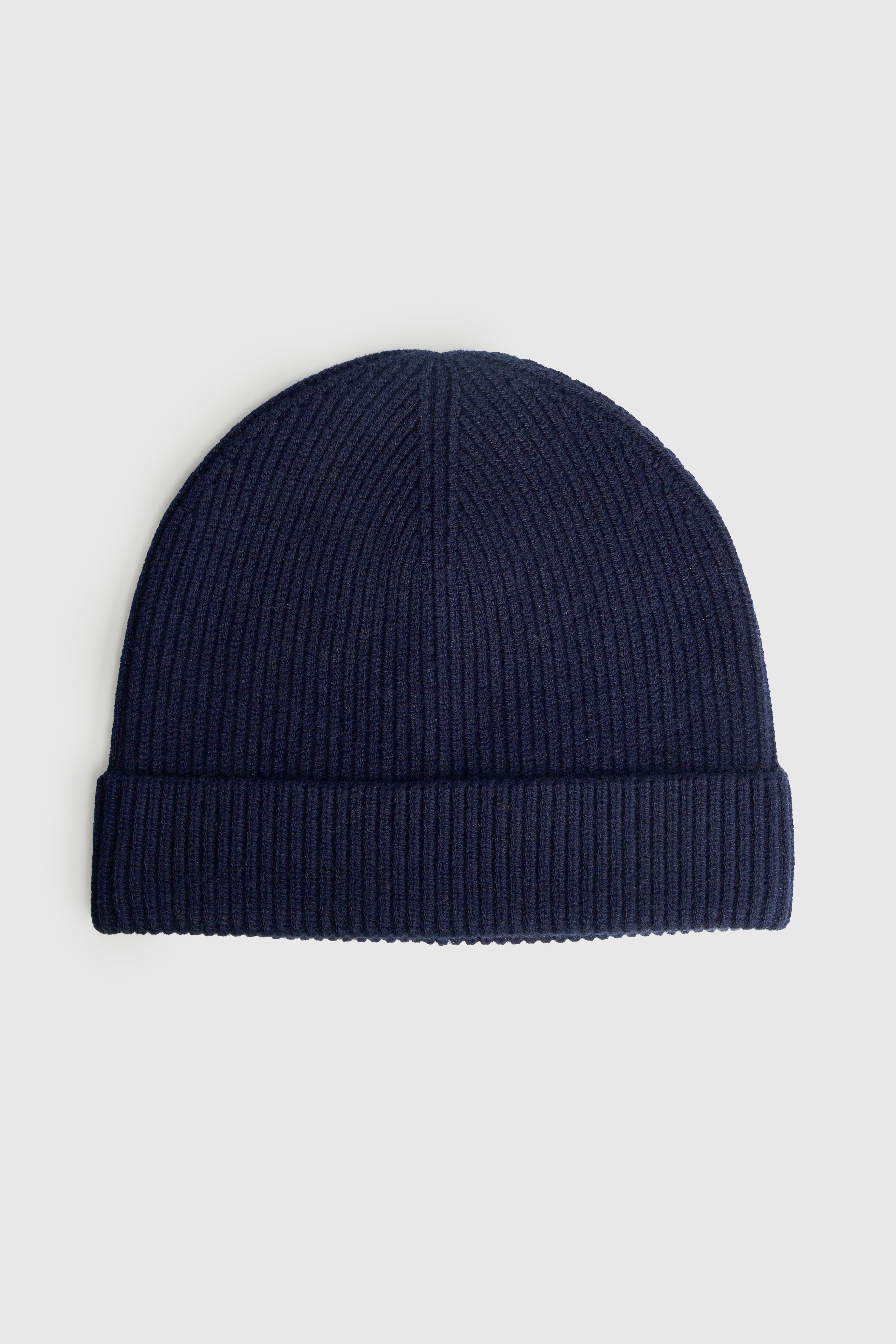 Men’s Rib Knit Cuffed Beanie Hat - Navy