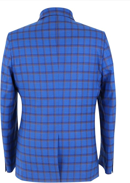 Men's Royal Blue Windowpane Check Slim Fit Blazer Jacket