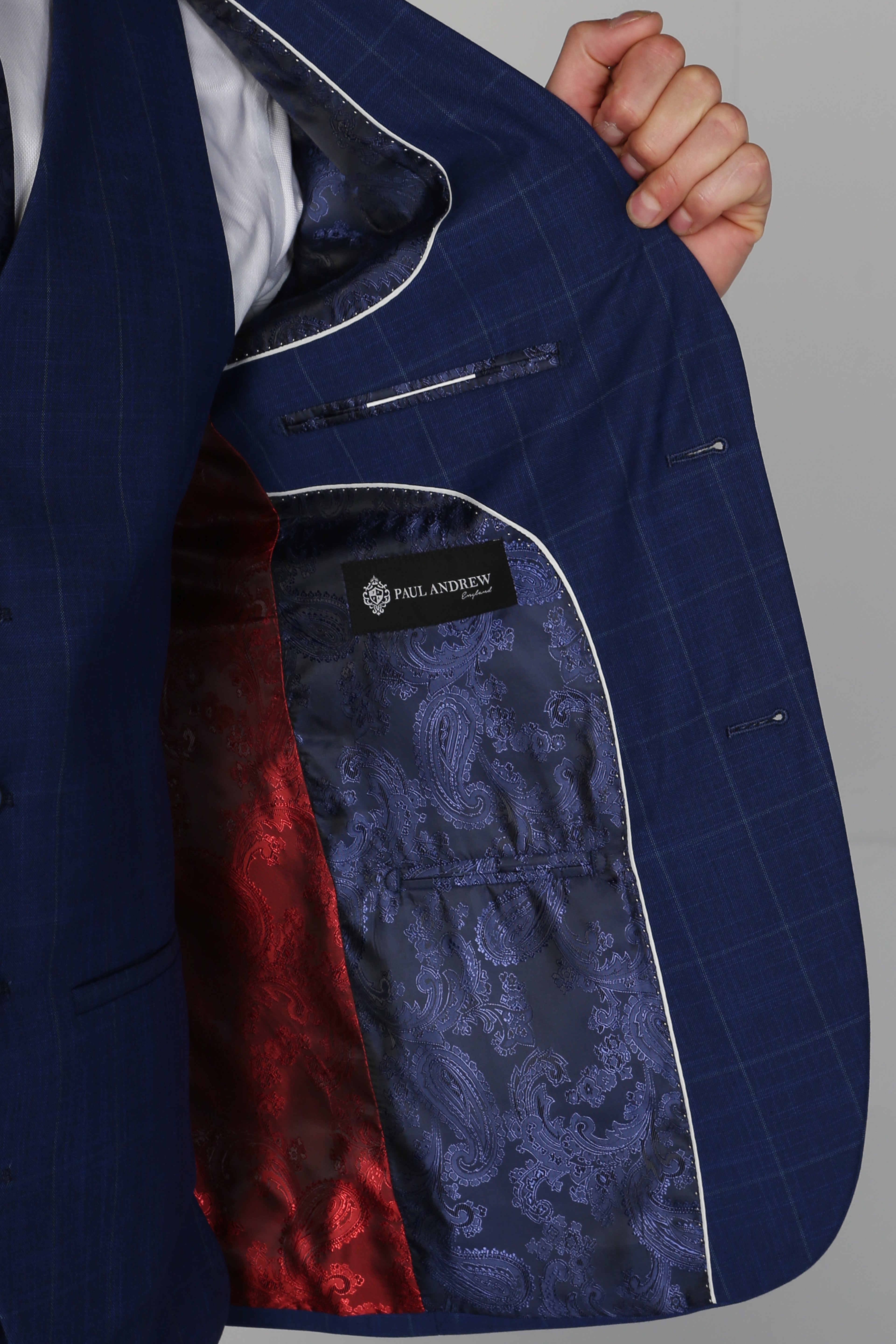 Men’s Royal Blue Windowpane Check Suit Jacket