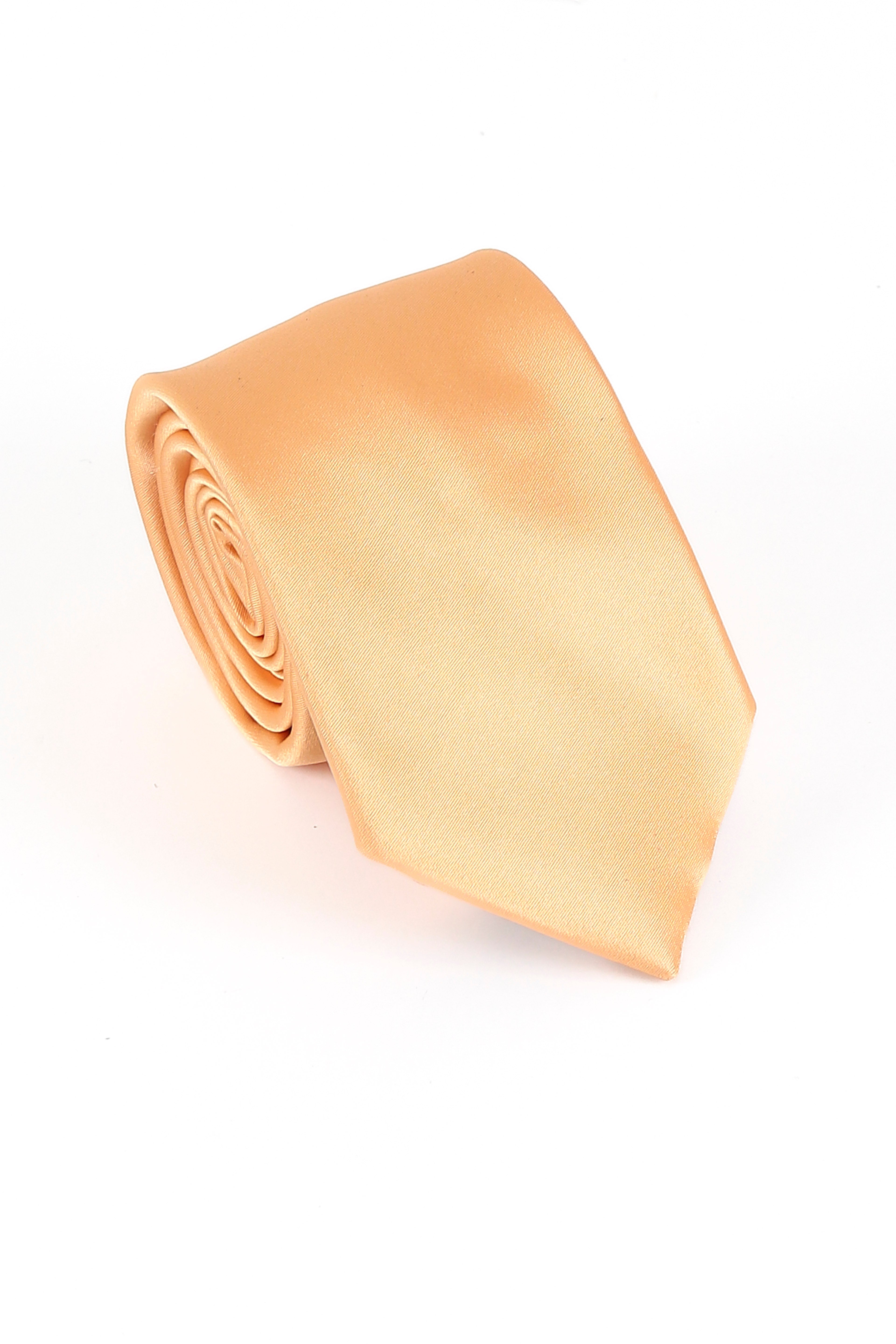 Men's Satin Tie Cufflink 4 Piece Set - Orange Tie Picture