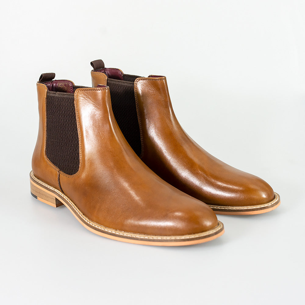 Men's Pull on Leather Chelsea Boots - WATSON Tan