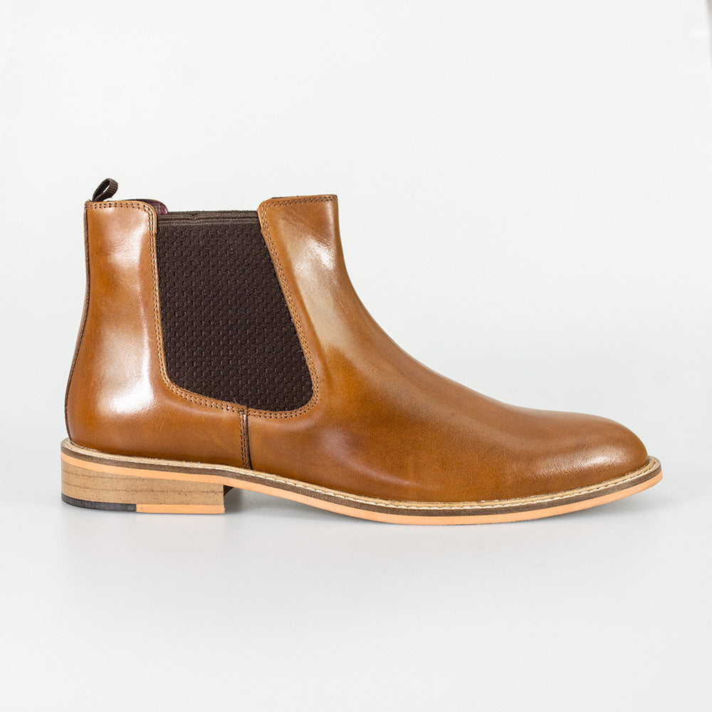 Men's Pull on Leather Chelsea Boots - WATSON Tan