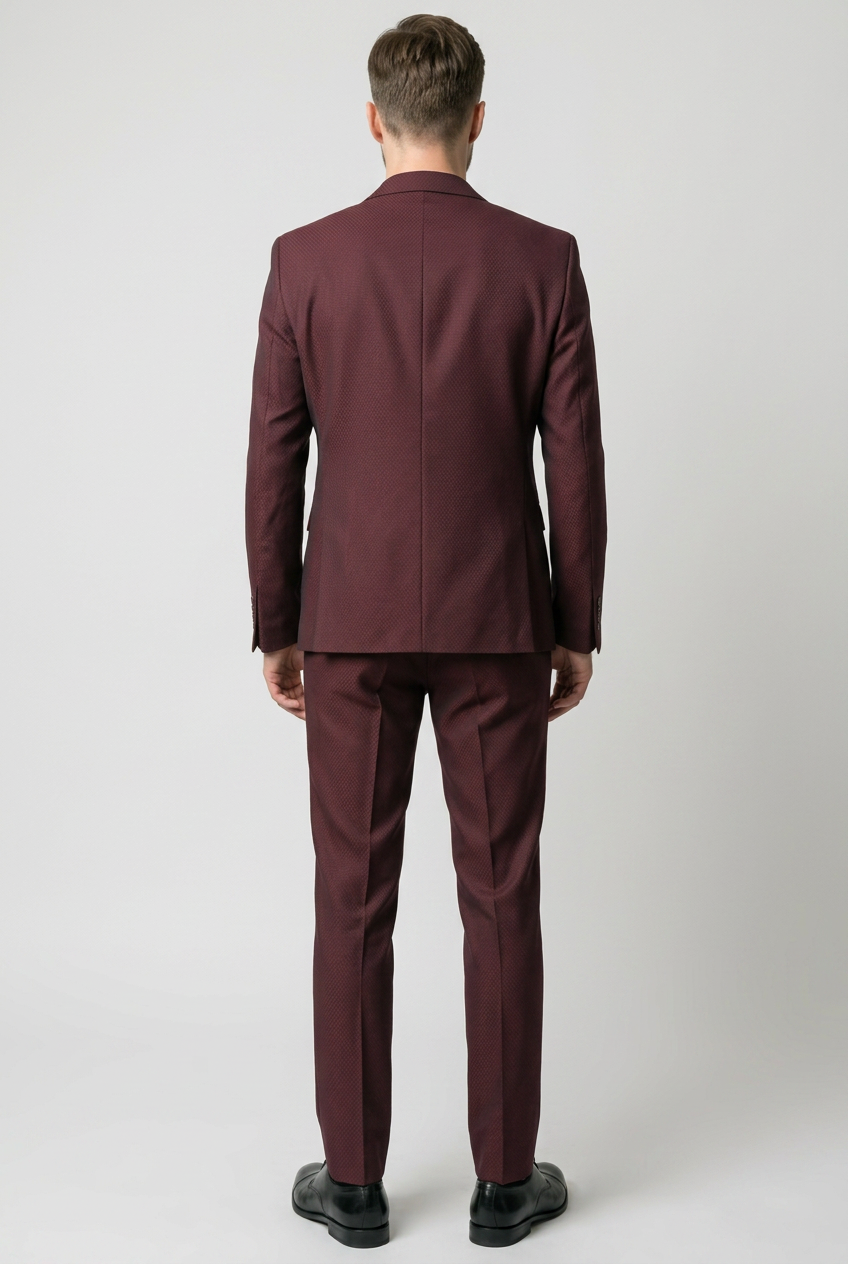 Men’s Slim Fit 2-Piece Formal Suit - Style MYERS WINE