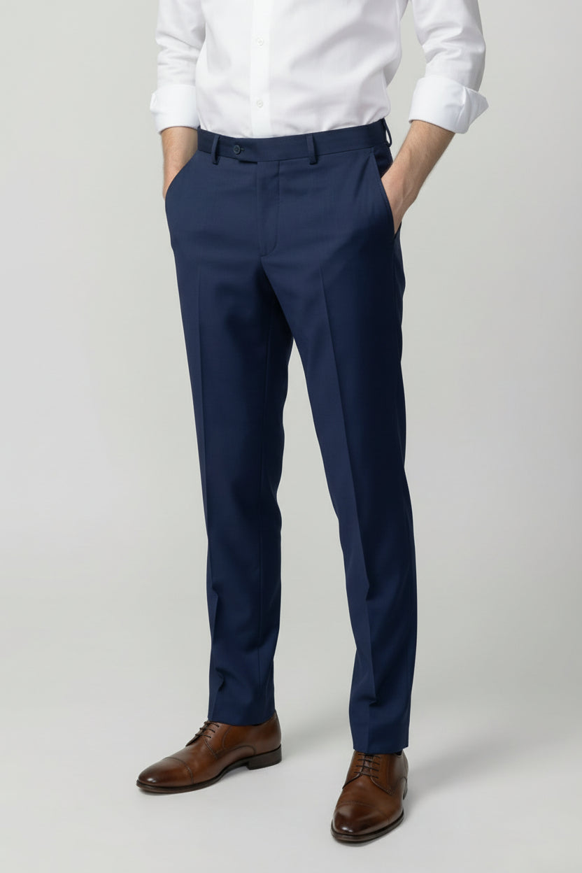 Men’s Slim Fit Double Breasted Suit Trousers - JOSE NAVY