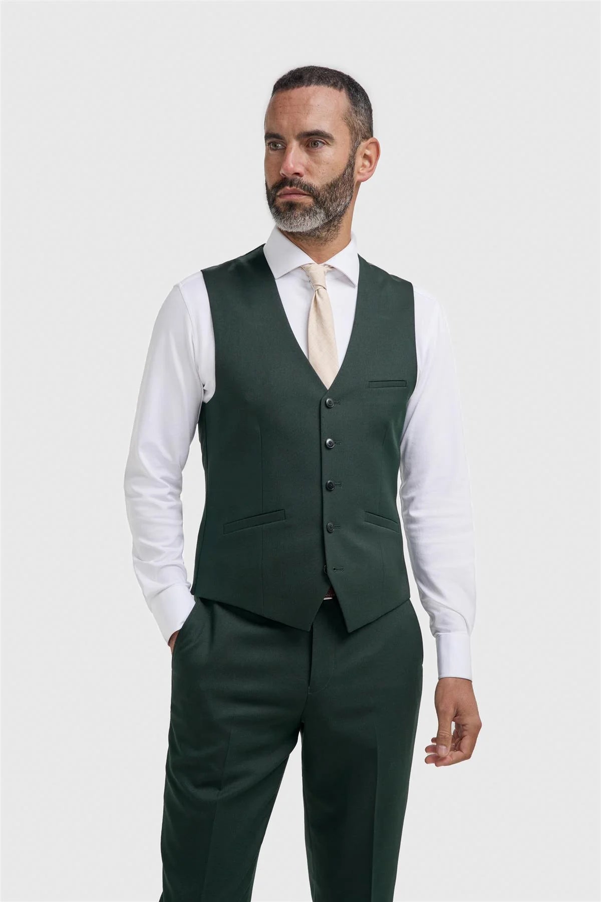 Men’s Slim Fit Formal Waistcoat - Malibu – Forest Green