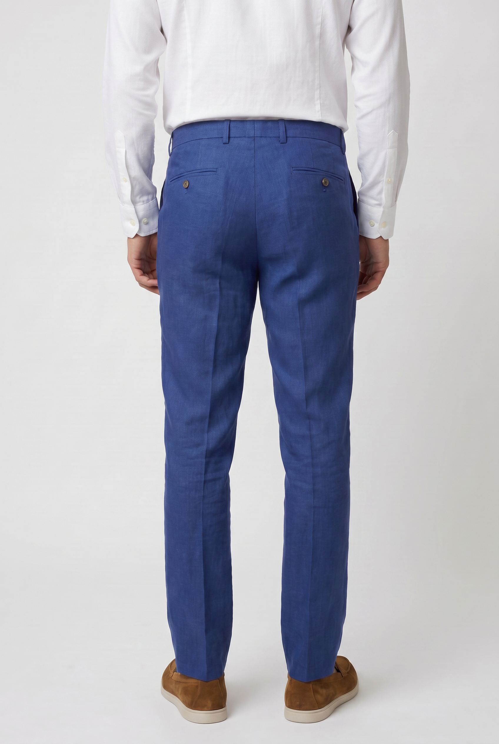 Men's Slim Fit Linen 2 Piece Suit Set - Navy Blue