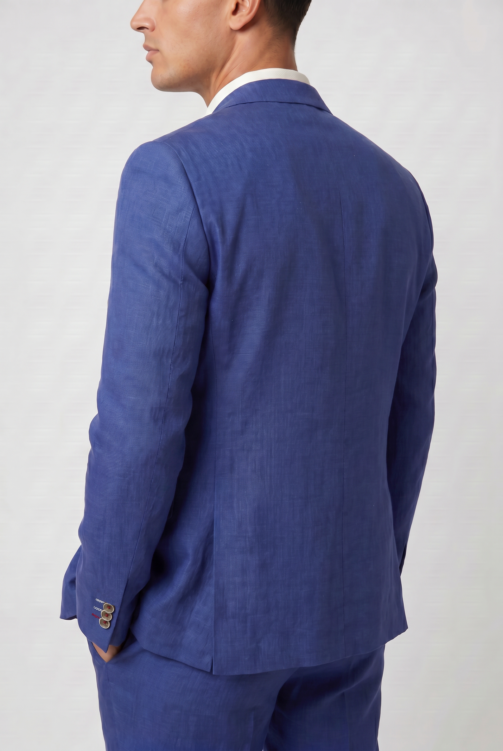 Men's Slim Fit Linen 2 Piece Suit Set - Navy Blue