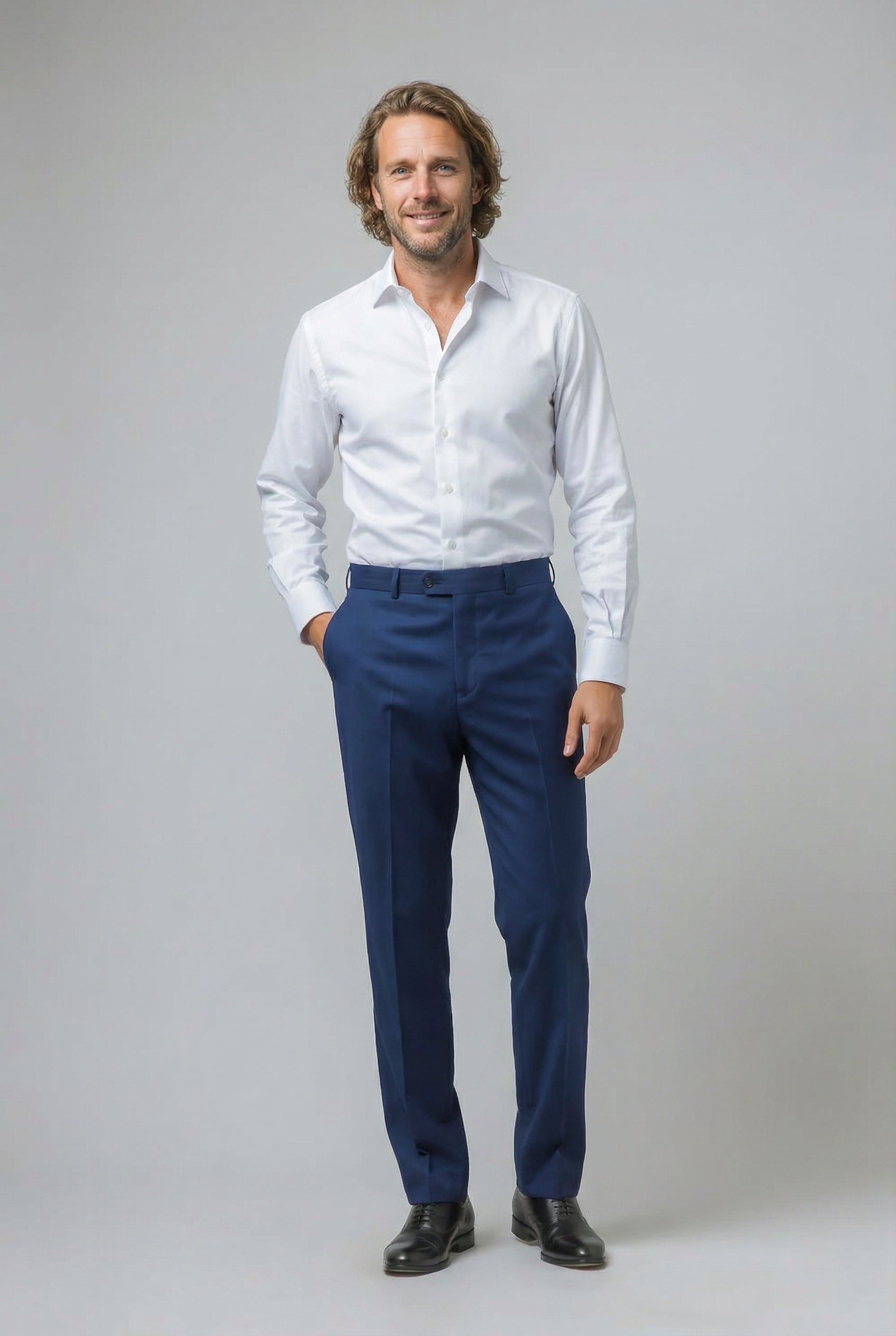 Men's Slim Fit Trousers - ISAAC - Navy Blue
