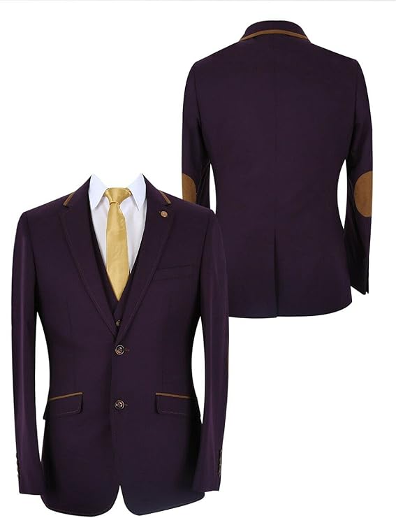 Men's Slim Fit Plum 3 Piece Suit – Blazer, Waistcoat & Trousers