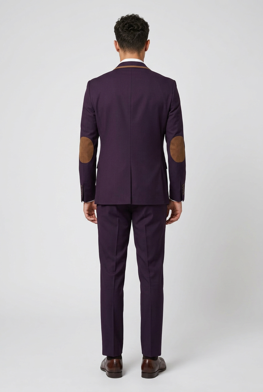 Men's Slim Fit Plum 3 Piece Suit – Blazer, Waistcoat & Trousers