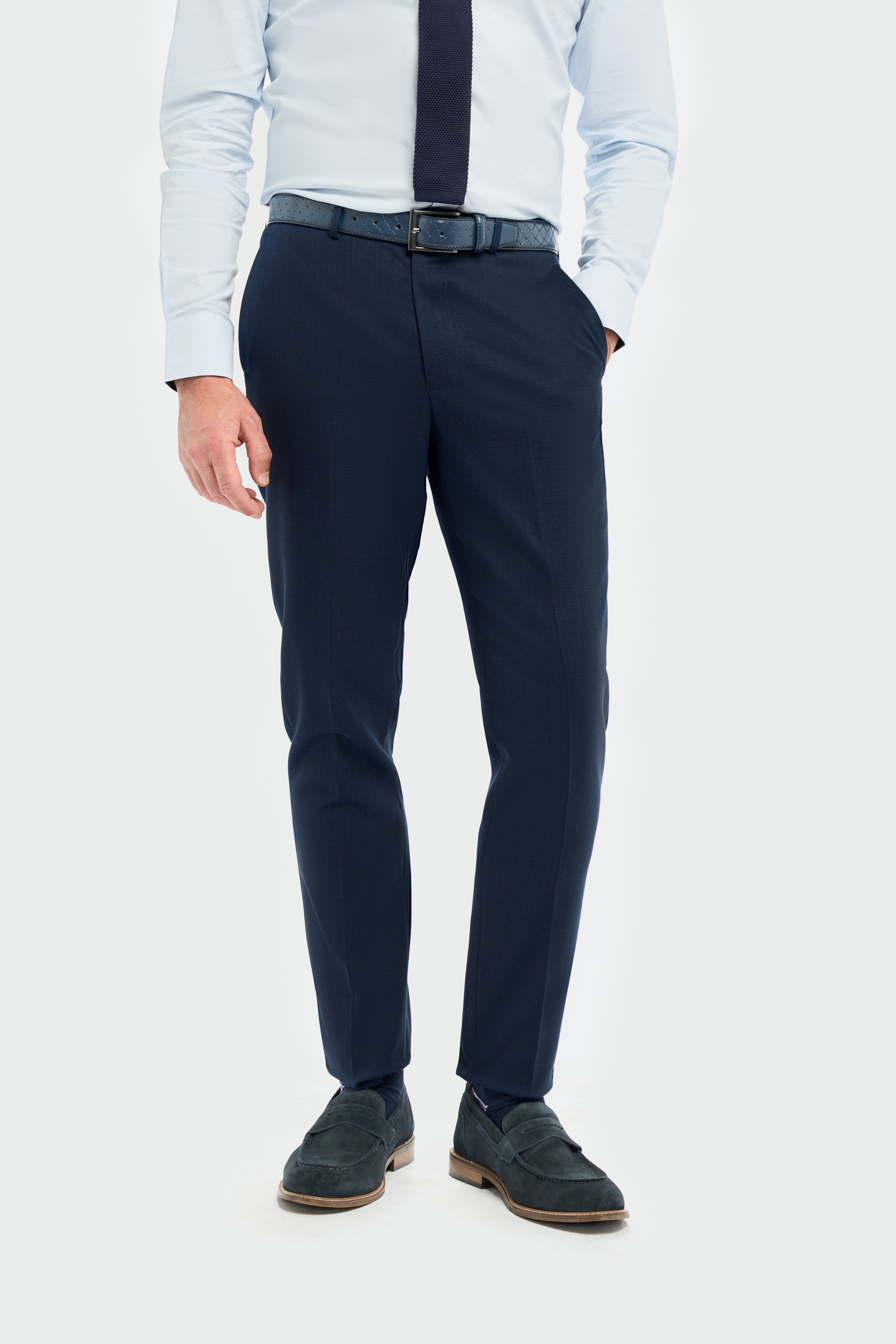 Men’s Slim Fit Textured Formal Trousers - Tropez - Navy