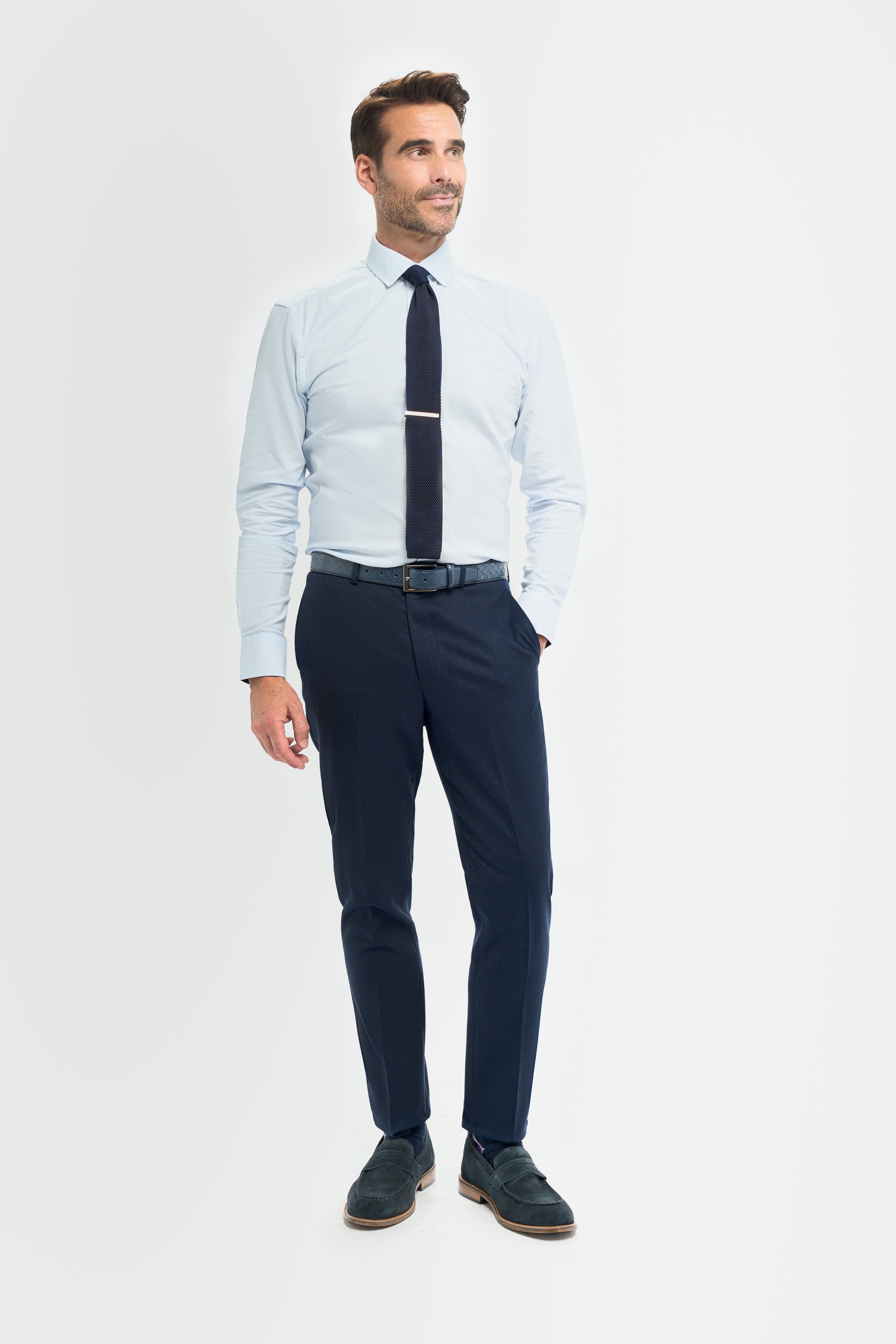 Men’s Slim Fit Textured Formal Trousers - Tropez - Navy