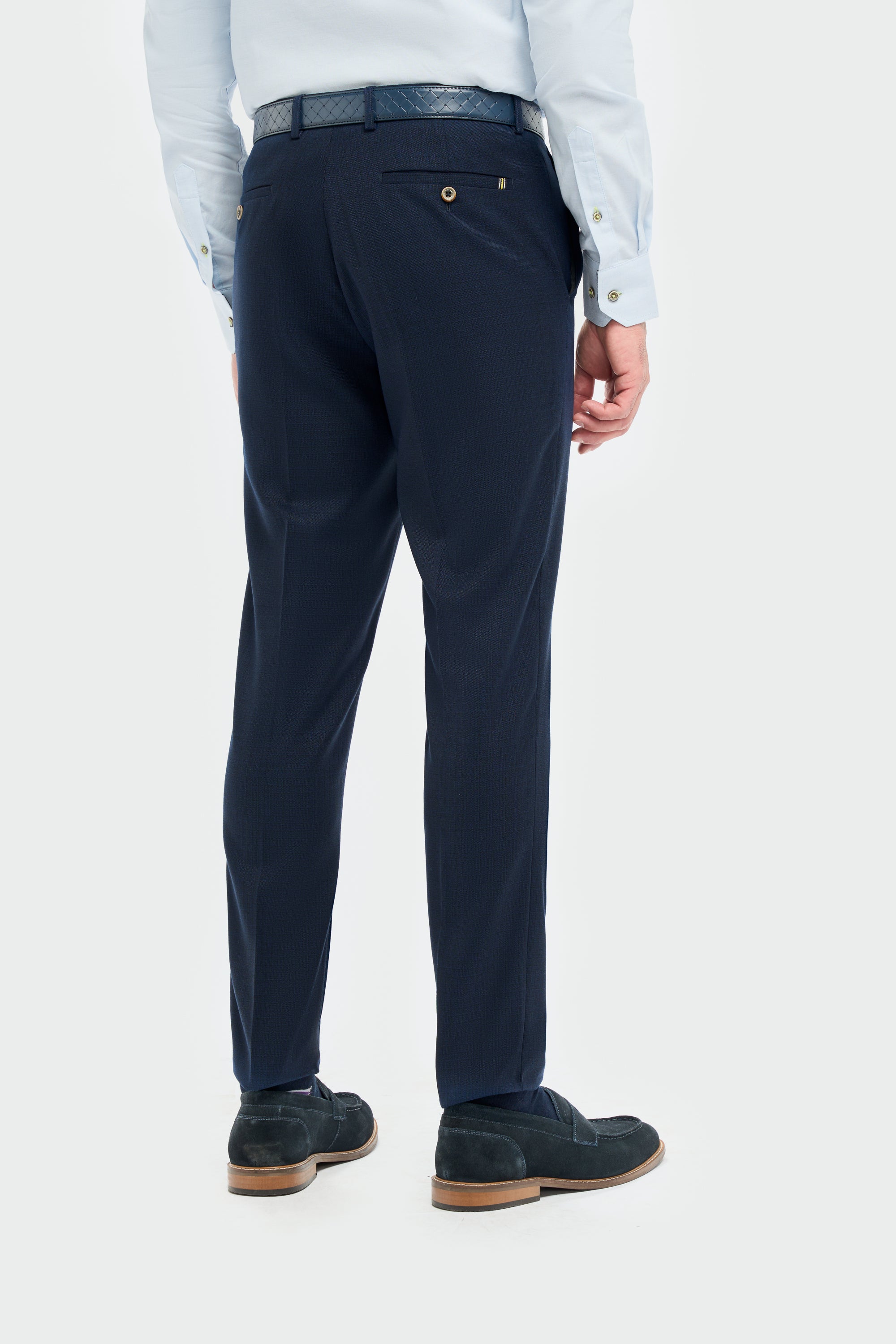 Men’s Slim Fit Textured Formal Trousers - Tropez - Navy