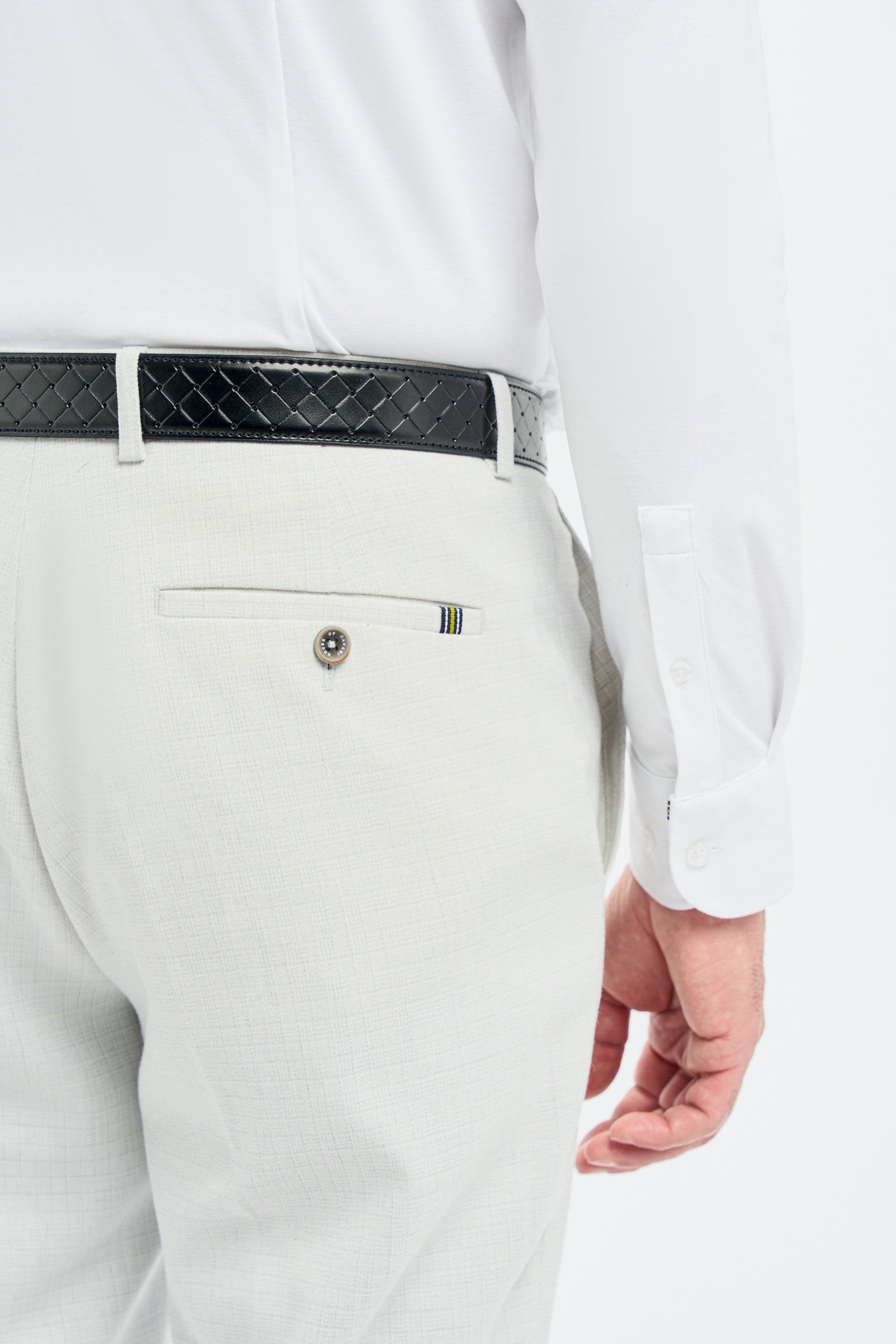 Men’s Slim Fit Textured Formal Trousers - Tropez - Slate Trousers Detail Picture