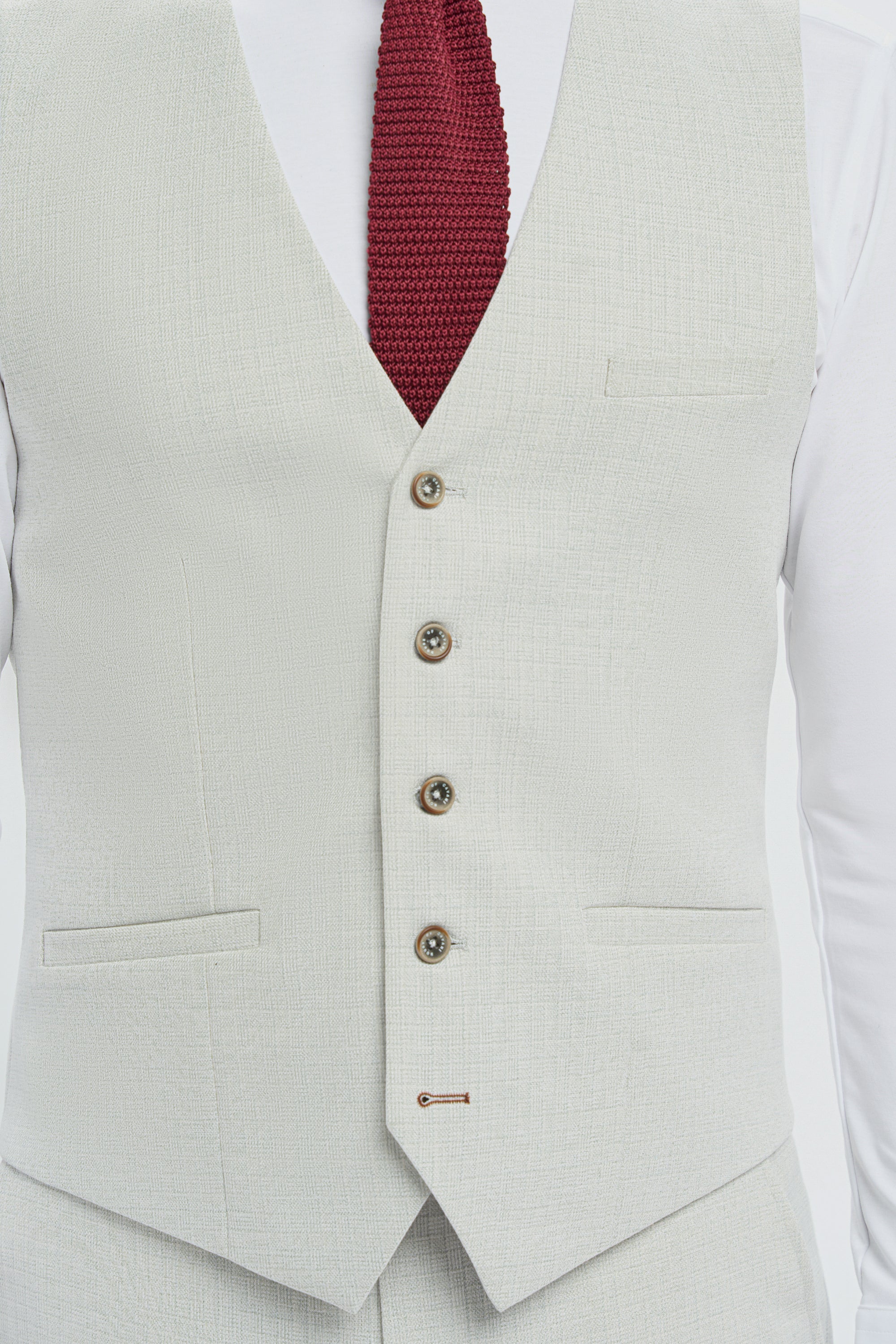 Men’s Slim Fit Textured Formal Waistcoat - Tropez - Slate Detail Picture