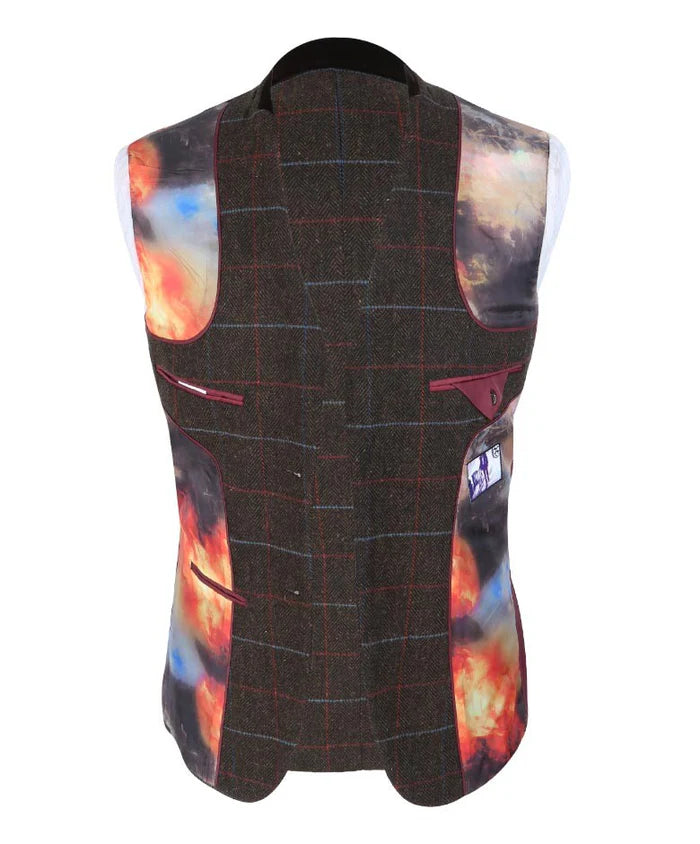 Men's Slim Fit Tweed Herringbone Check Blazer –Tommy Brown