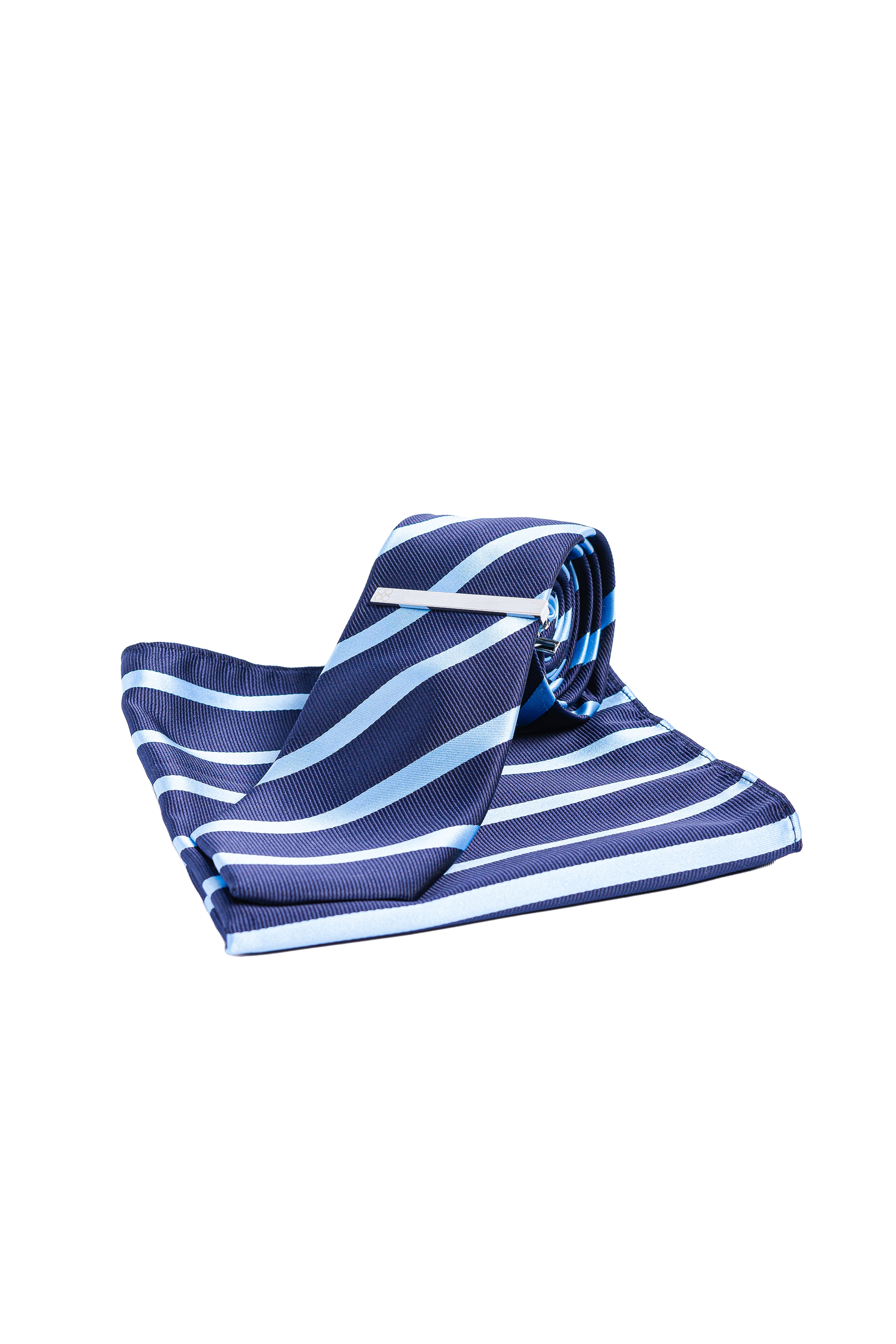 Men's Striped Tie Set - Navy Blue