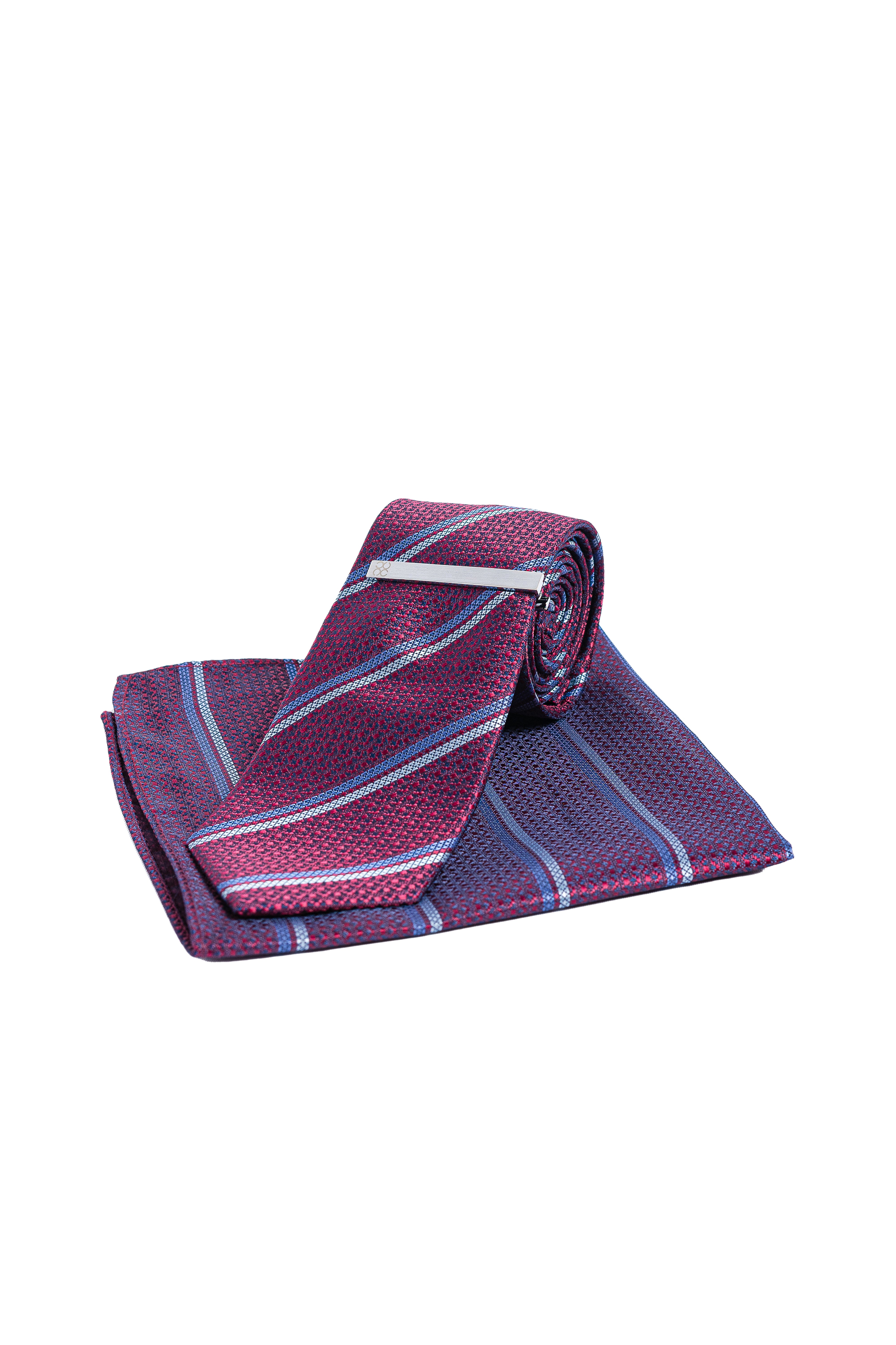 Men's Striped Tie Set - Wine