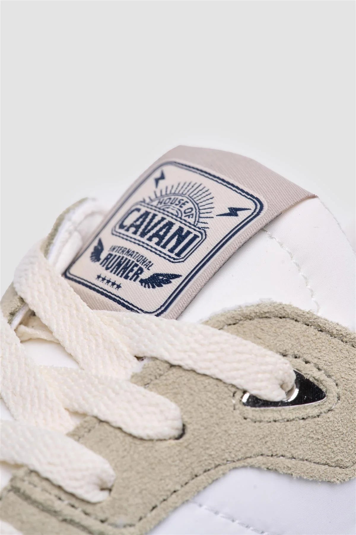 Men’s Suede-Accented Runner Trainers - International Runners - Cream Detail Picture