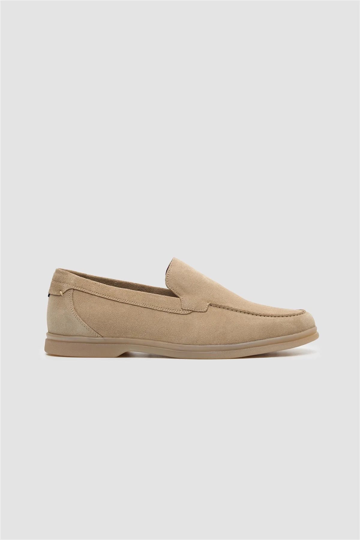 Men’s Suede Leather Moccasin Slip On Loafer Shoes - Breezy - Sand Beige