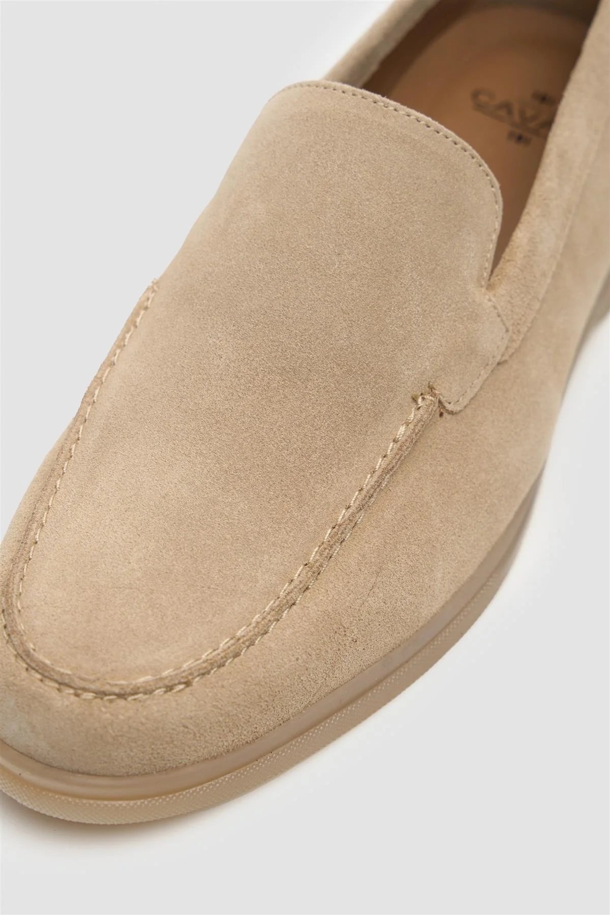 Men’s Suede Leather Moccasin Slip On Loafer Shoes - Breezy - Sand Beige