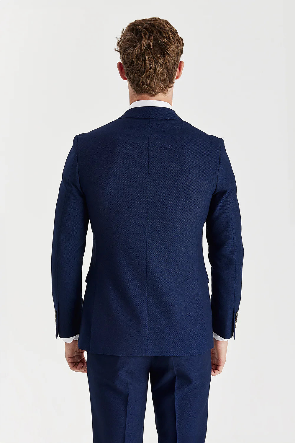 Men’s Tailored Fit Double Breasted Suit Jacket - MAYFAIR - Navy Back Picture
