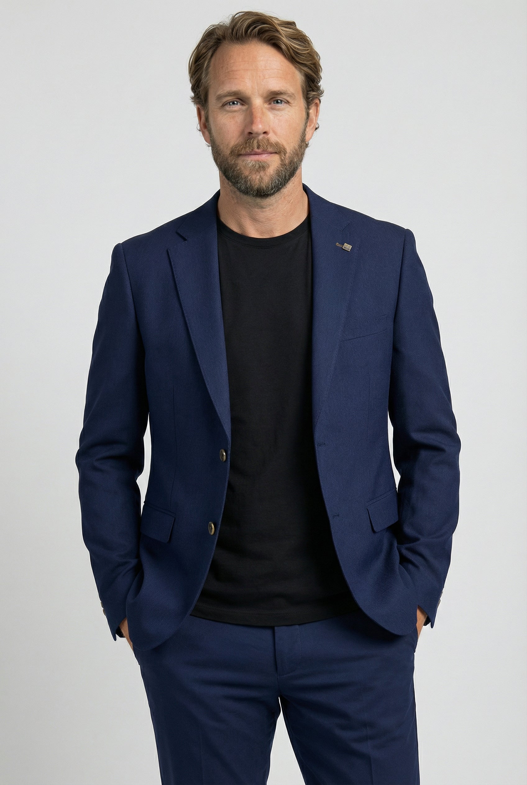 Men’s Tailored Fit Formal Suit Jacket - Belmont - Navy Front picture