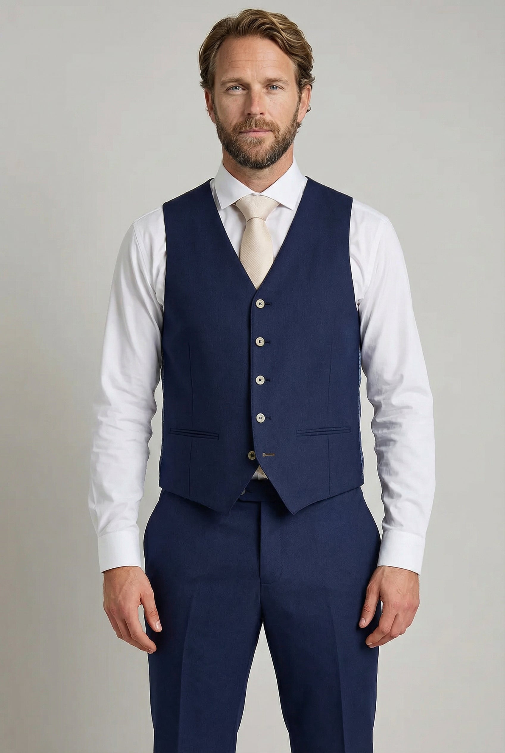 Men’s Tailored Fit Formal Waistcoat - Belmont - Navy Model Picture
