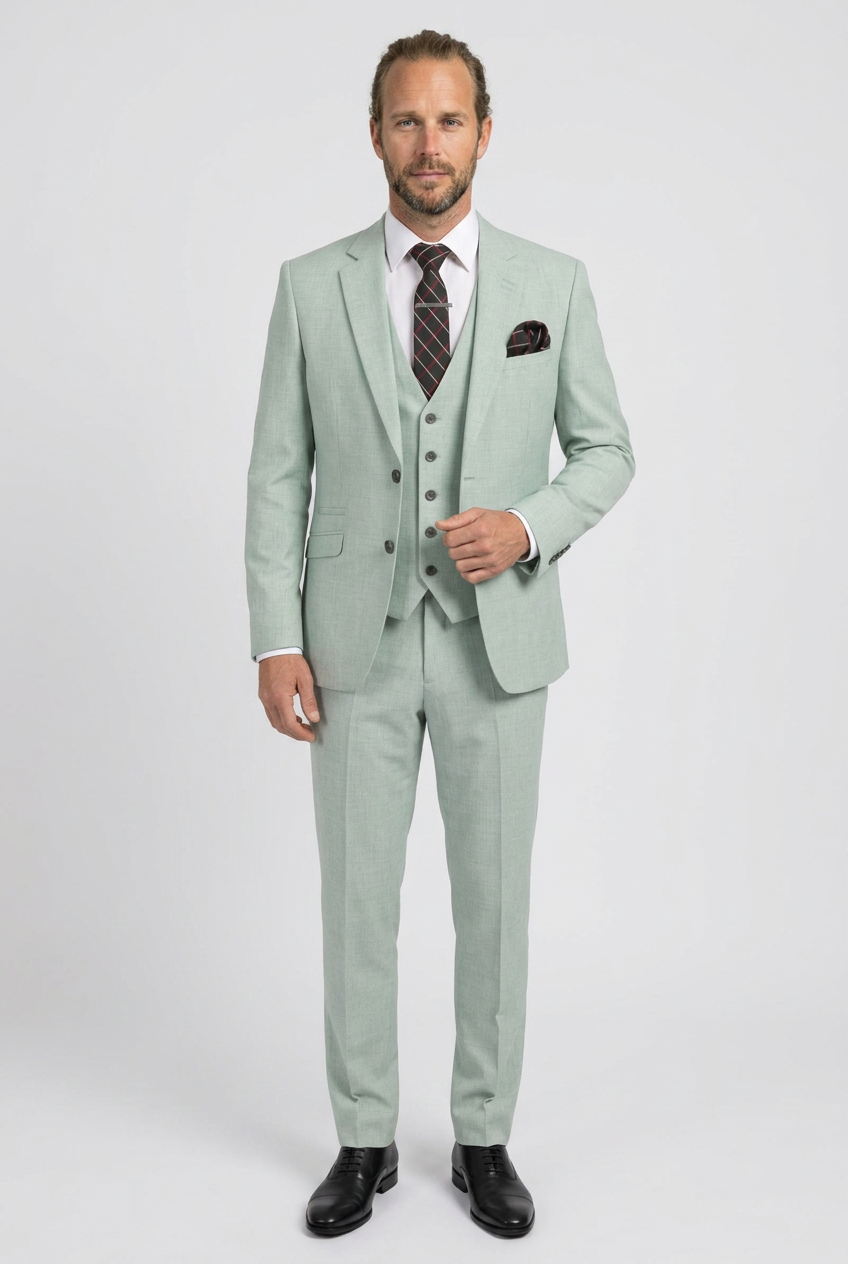 Men’s Textured 3 Piece Wedding Suit - Style VENETO - Light Grey