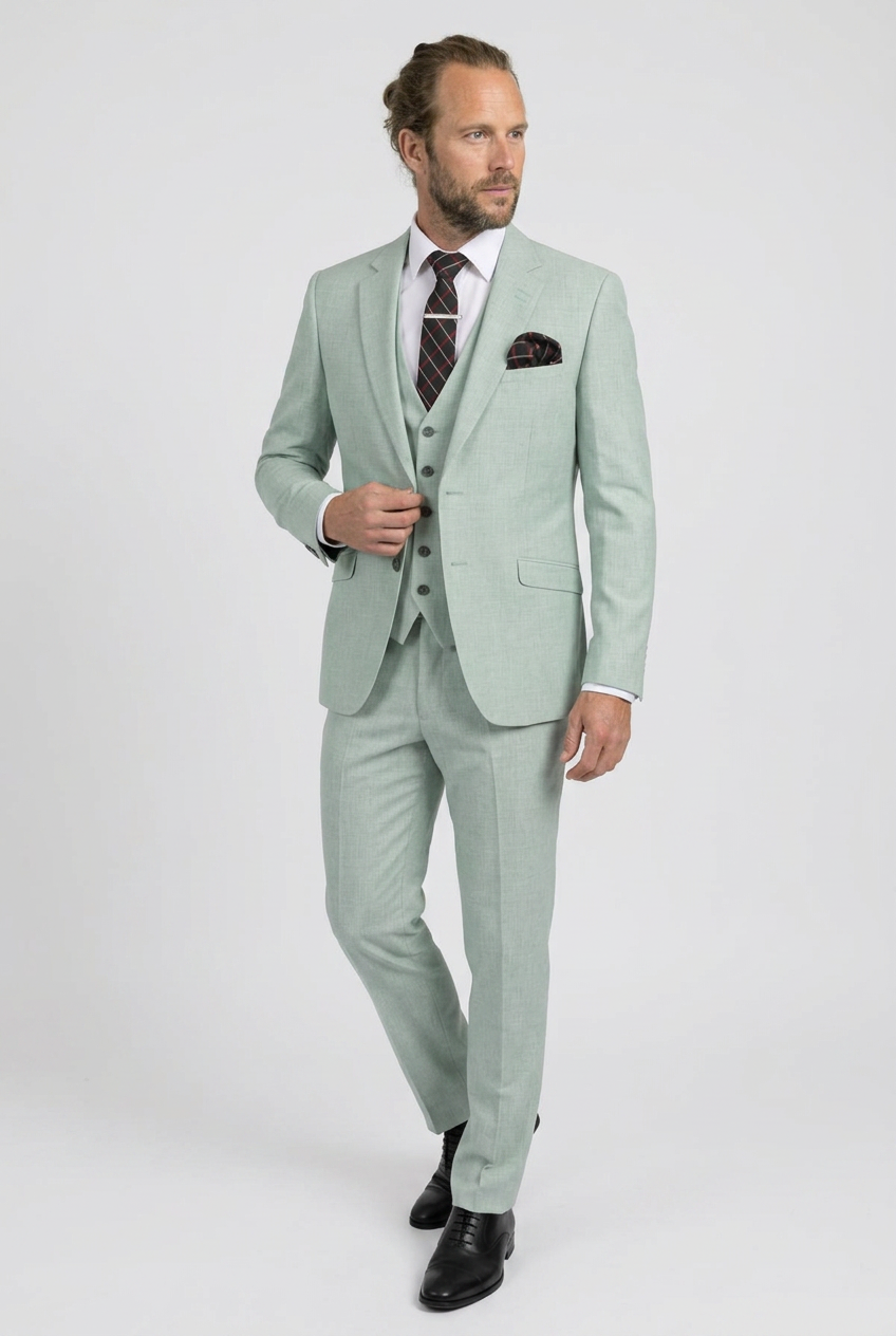 Men’s Textured 3 Piece Wedding Suit - Style VENETO - Light Grey