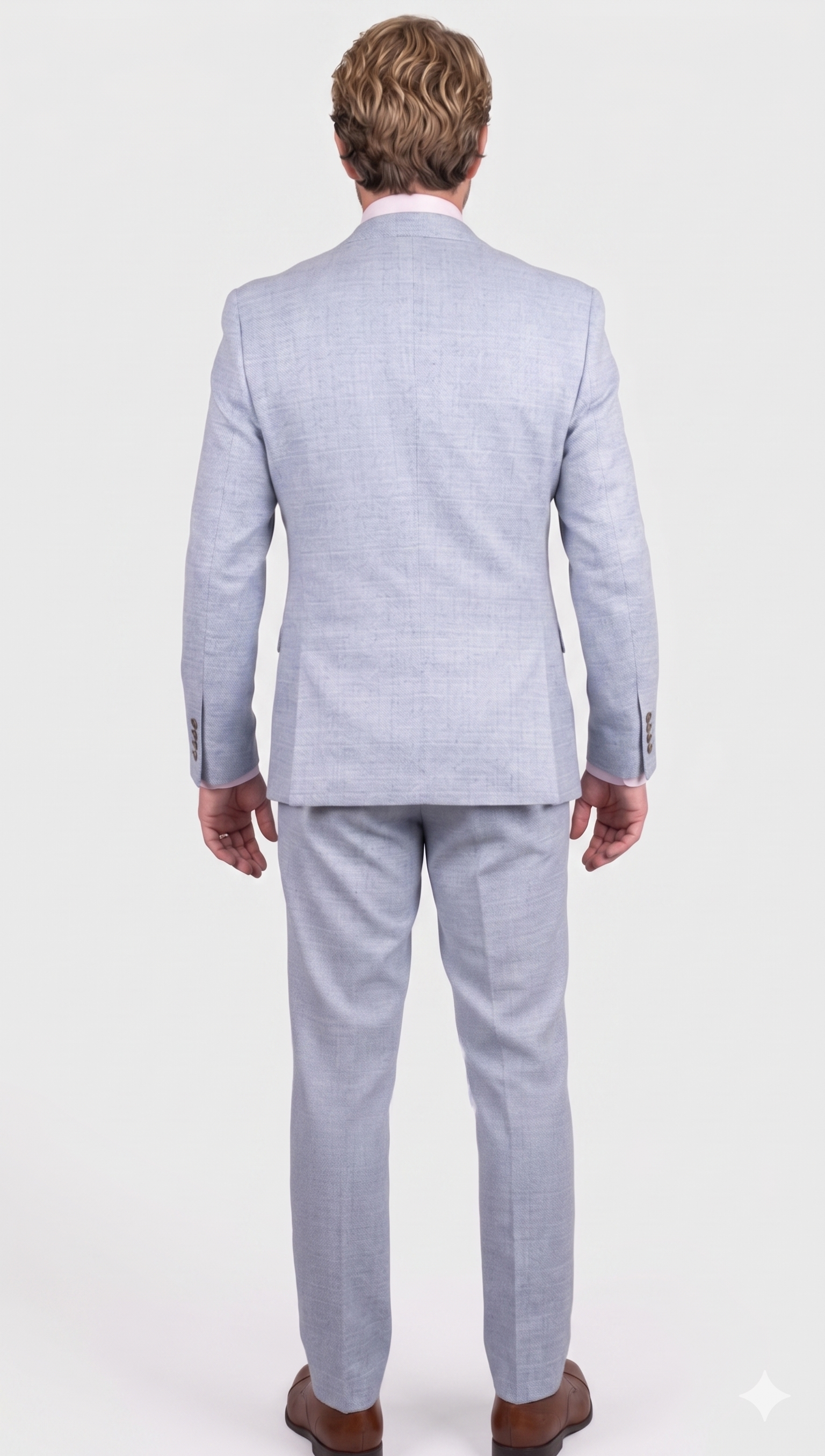 Men’s Tweed Like Glen Check Blazer -  Light Blue
