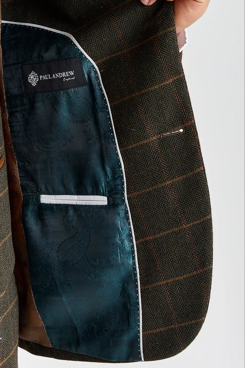 Men's Tweed Retro Windowpane Formal Suit - HARRIS - Green Linning Picture