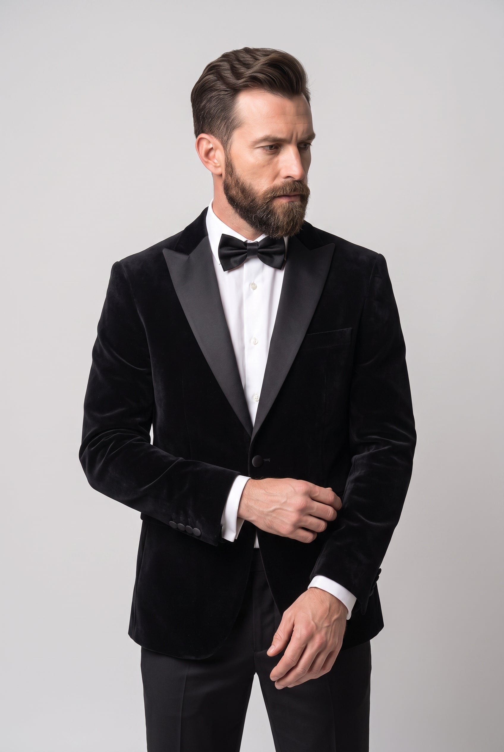 Men’s Velvet Blazer Satin Lapel Dinner Jacket - Mayfair - Black