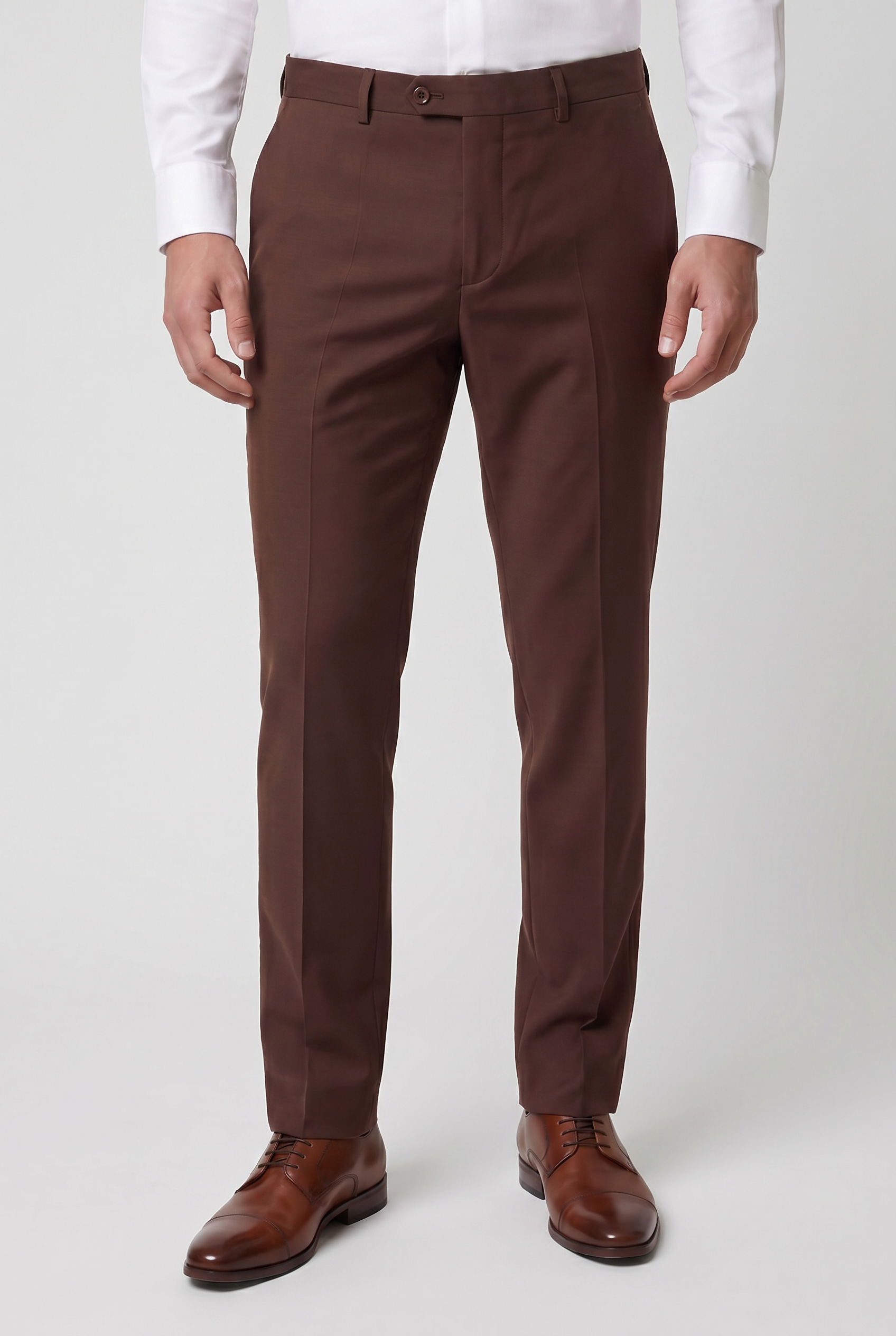 Men’s Wool Blend Formal Trousers - Style PEDRO BROWN Model Picture