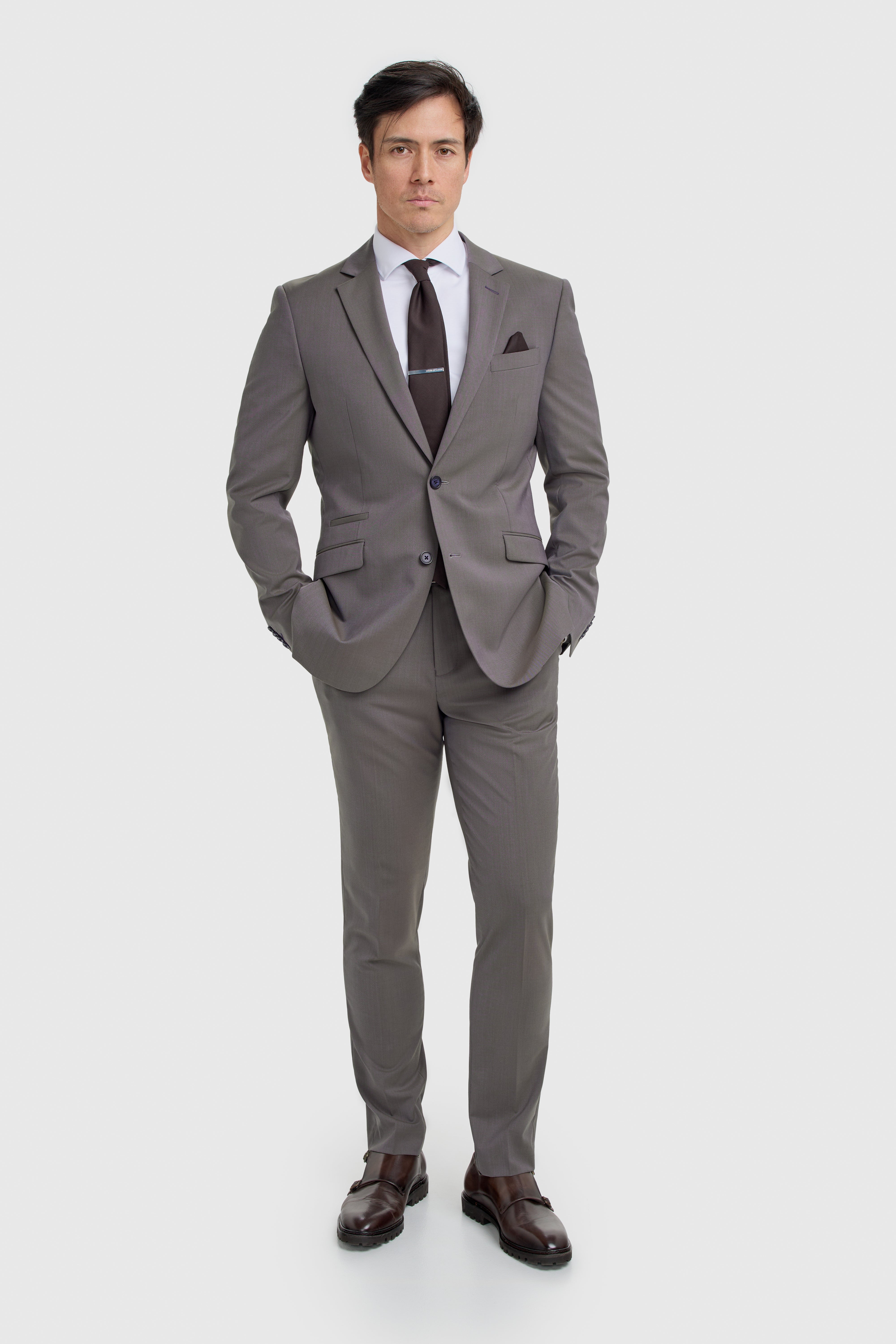 Men's Wool Blend Slim Fit Suit Jacket- BOND - Hazel