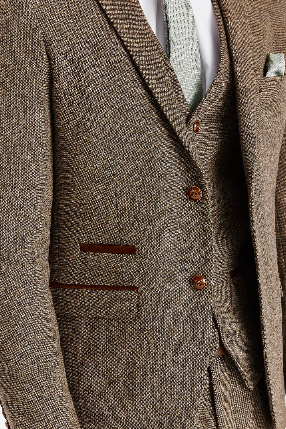 Men’s Wool Blend Suit - OSCAR - Brown Detail Picture